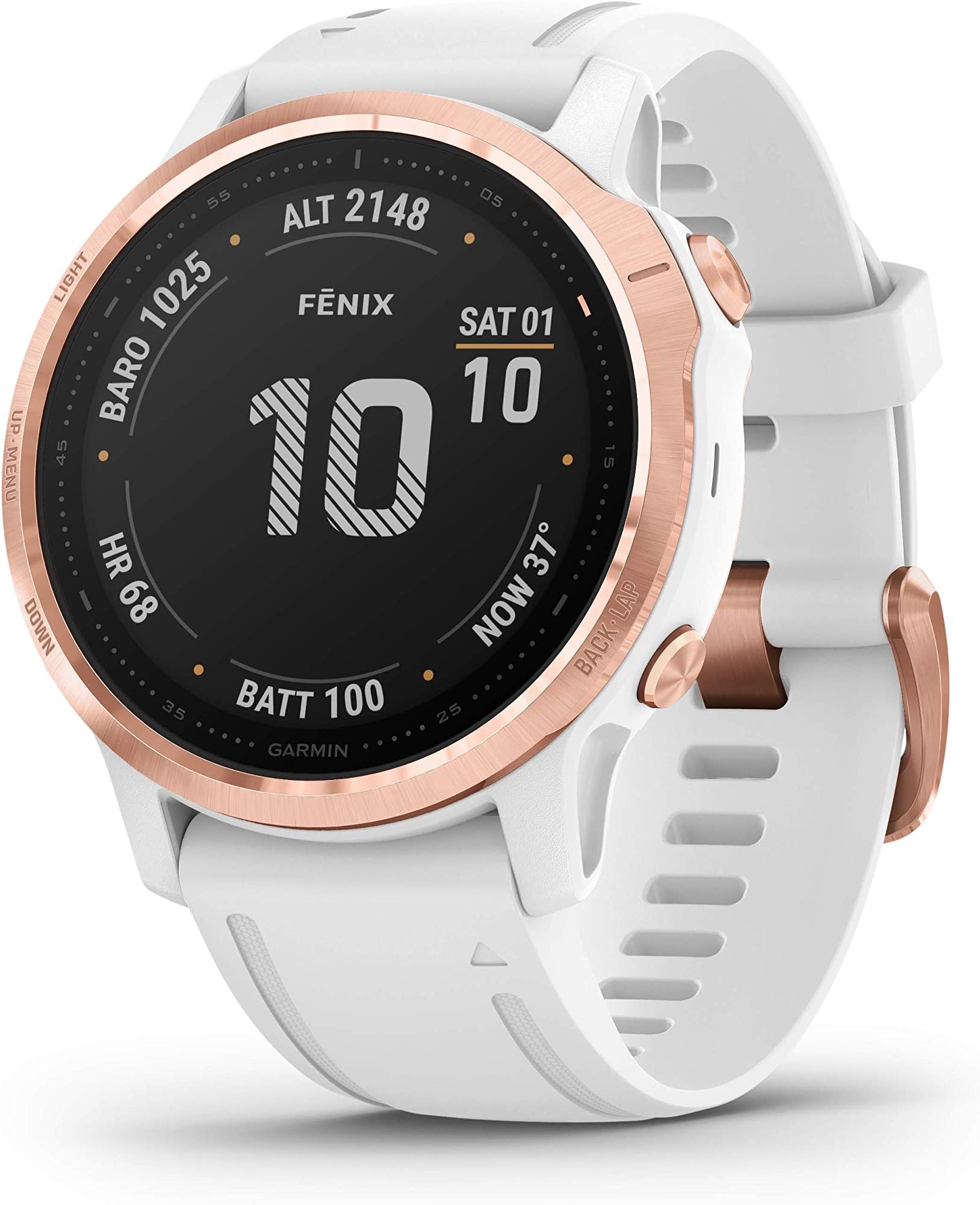 GarminFENIX 6S PRO ROSE GOLD W/WHITE BAND (GLASS)