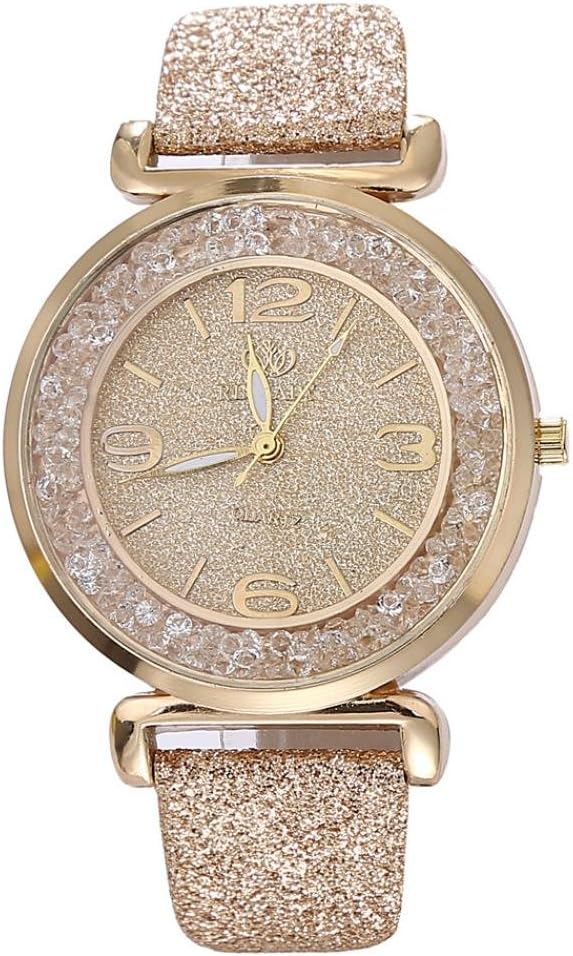 ZLOLIA Fashion Women Crystal Stainless Steel Analog Quartz Wrist Watch (Gold)