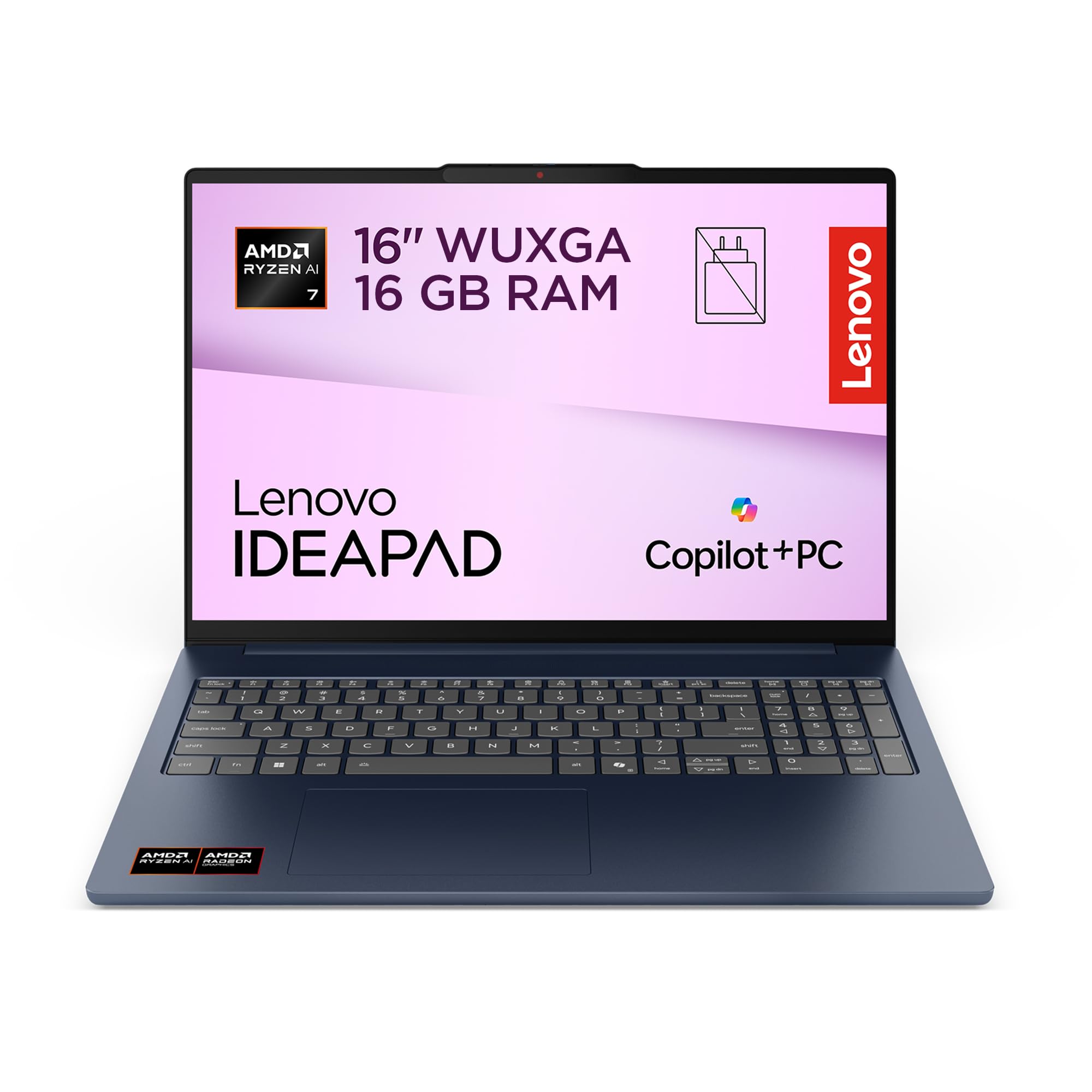 Lenovo IdeaPad Slim 5 Notebook 16" AMD Ryzen AI 7 445, 16GB RAM DDR5, 512GB SSD, Tastiera retroilluminata e chassis in alluminio, IPS, Laptop per Lavoro, Studio - Caricatore non incluso