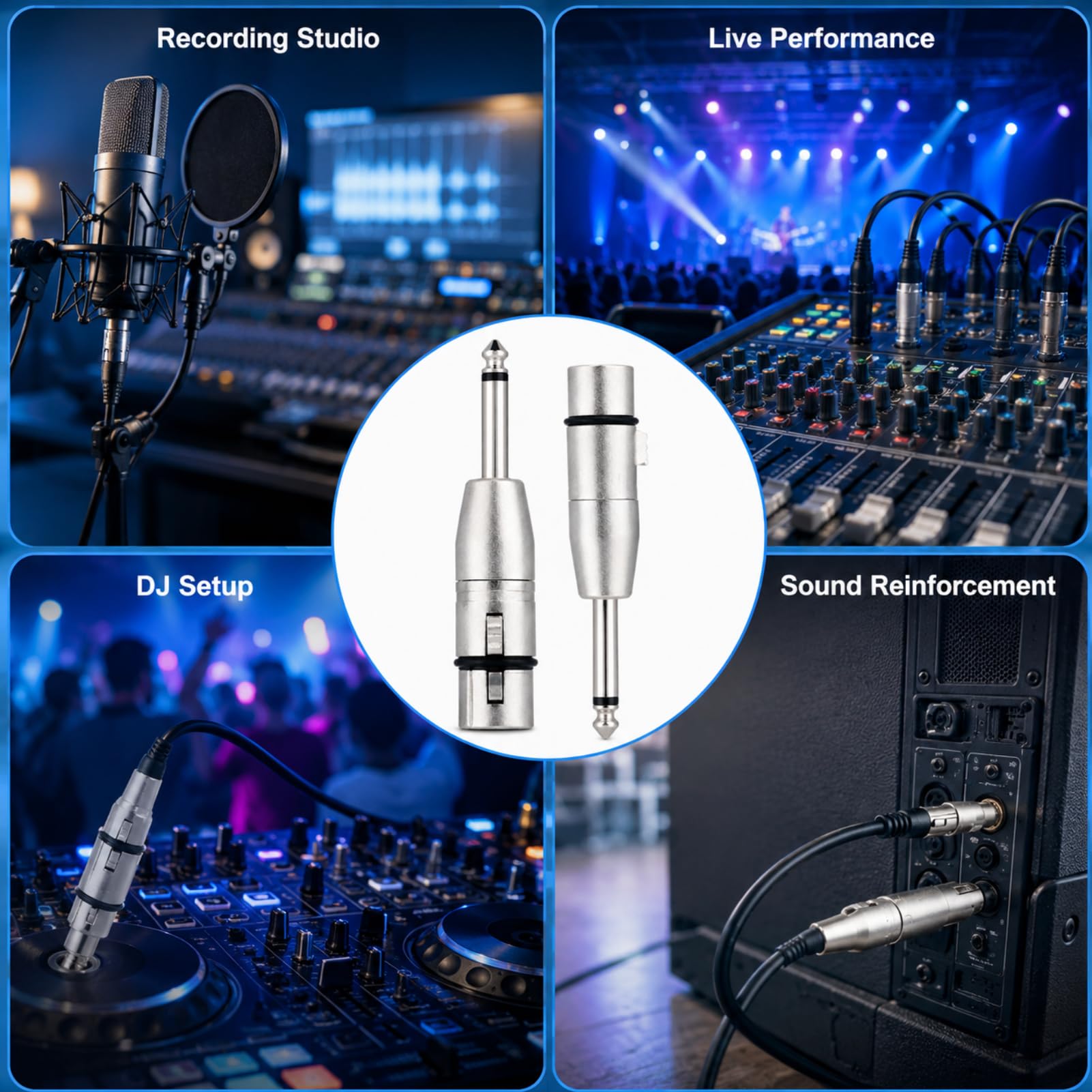 2 Stück XLR auf 6,35mm Adapter, XLR Buchse auf Klinke, Klinke Stecker Buchse 3 Pin Audio Adapter Metallgehäuse symmetrische Signalübertragung kompatibel mit Mischpult Mikrofon Verstärker Studio Bühne