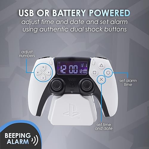 Miniatura 3 de Paladone Reloj despertador Playstation White PS5, producto con licencia oficial