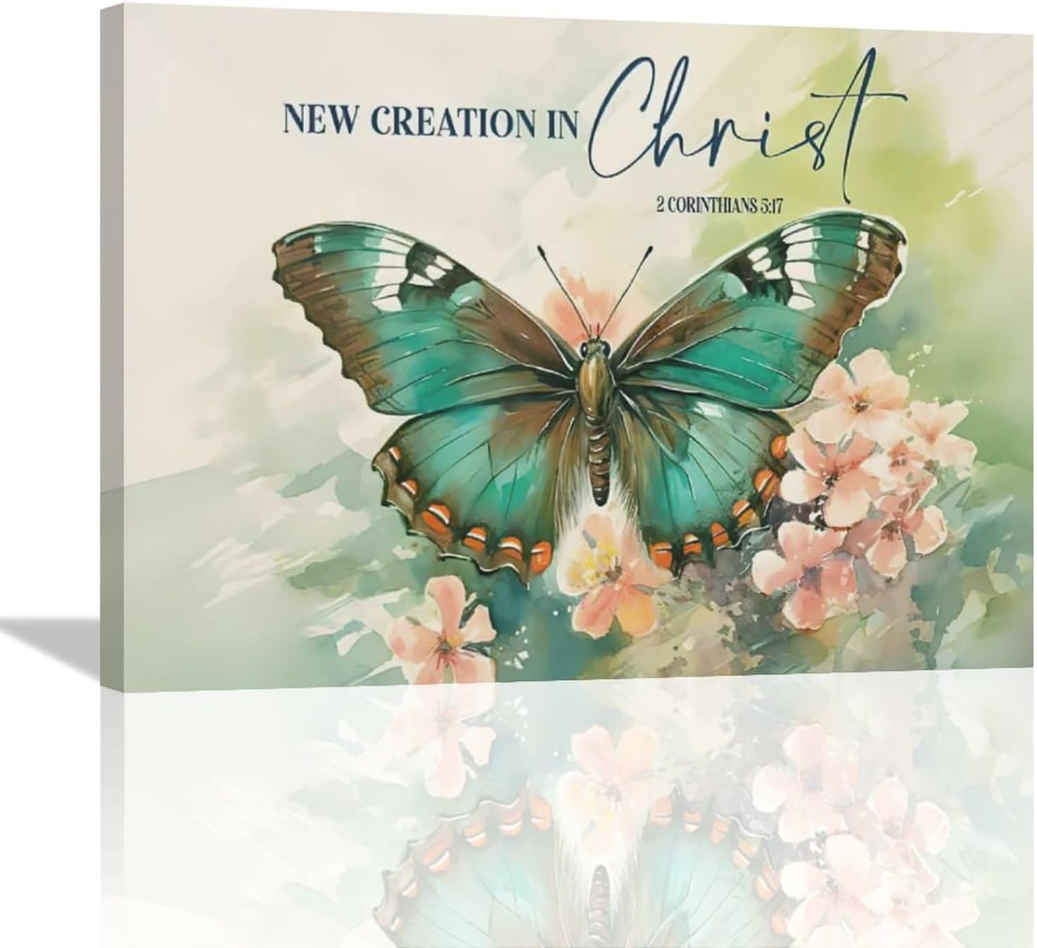 Amazon.com: Butterfly Green Decor Wall Art Scripture Bible Verses ...