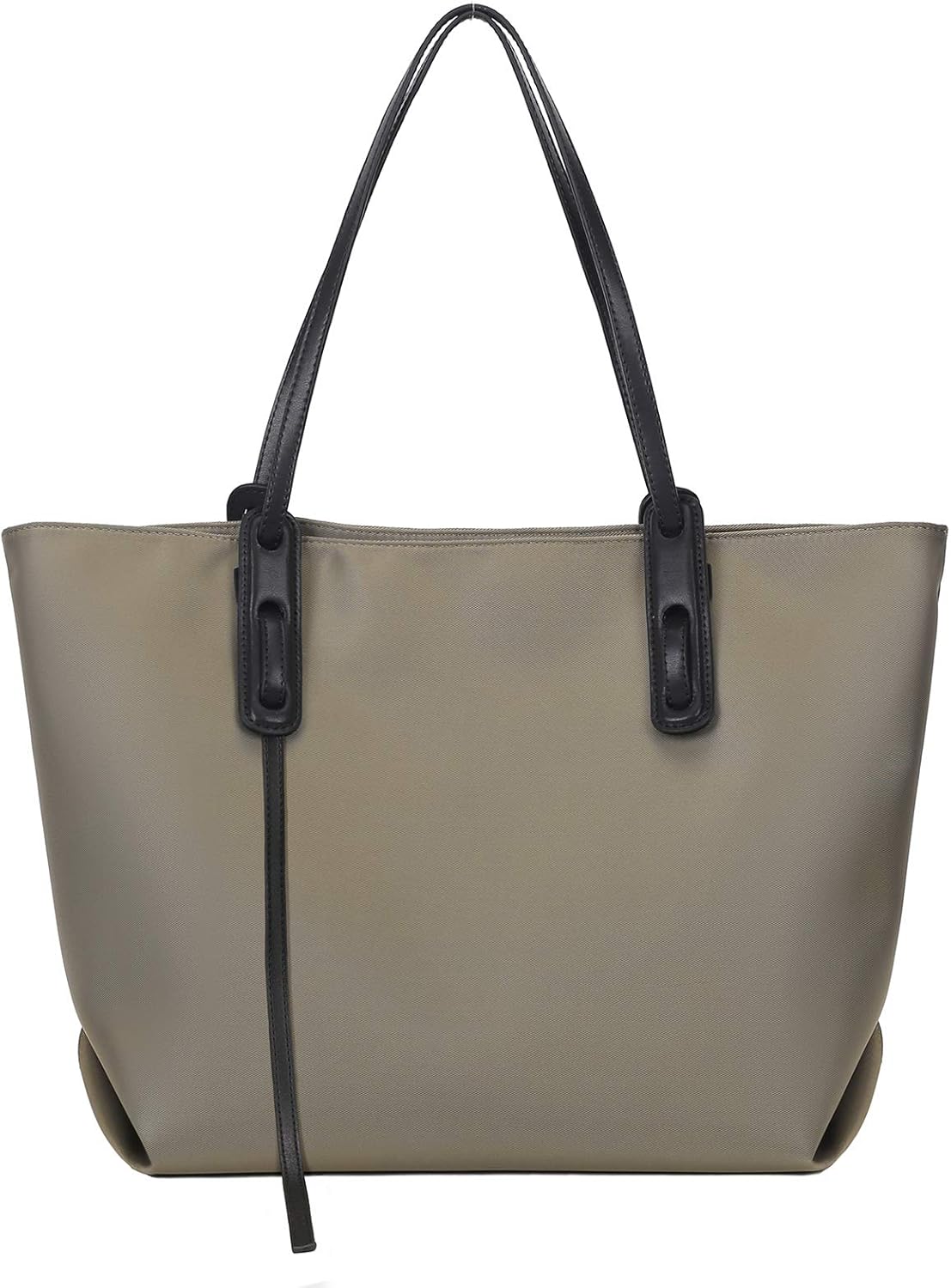 YALUXE Tote Bag for Women Genuine Leather 15.6 inch Laptop long Strap Dangle Design Shoulder Bag Nylon Olive Yellow
