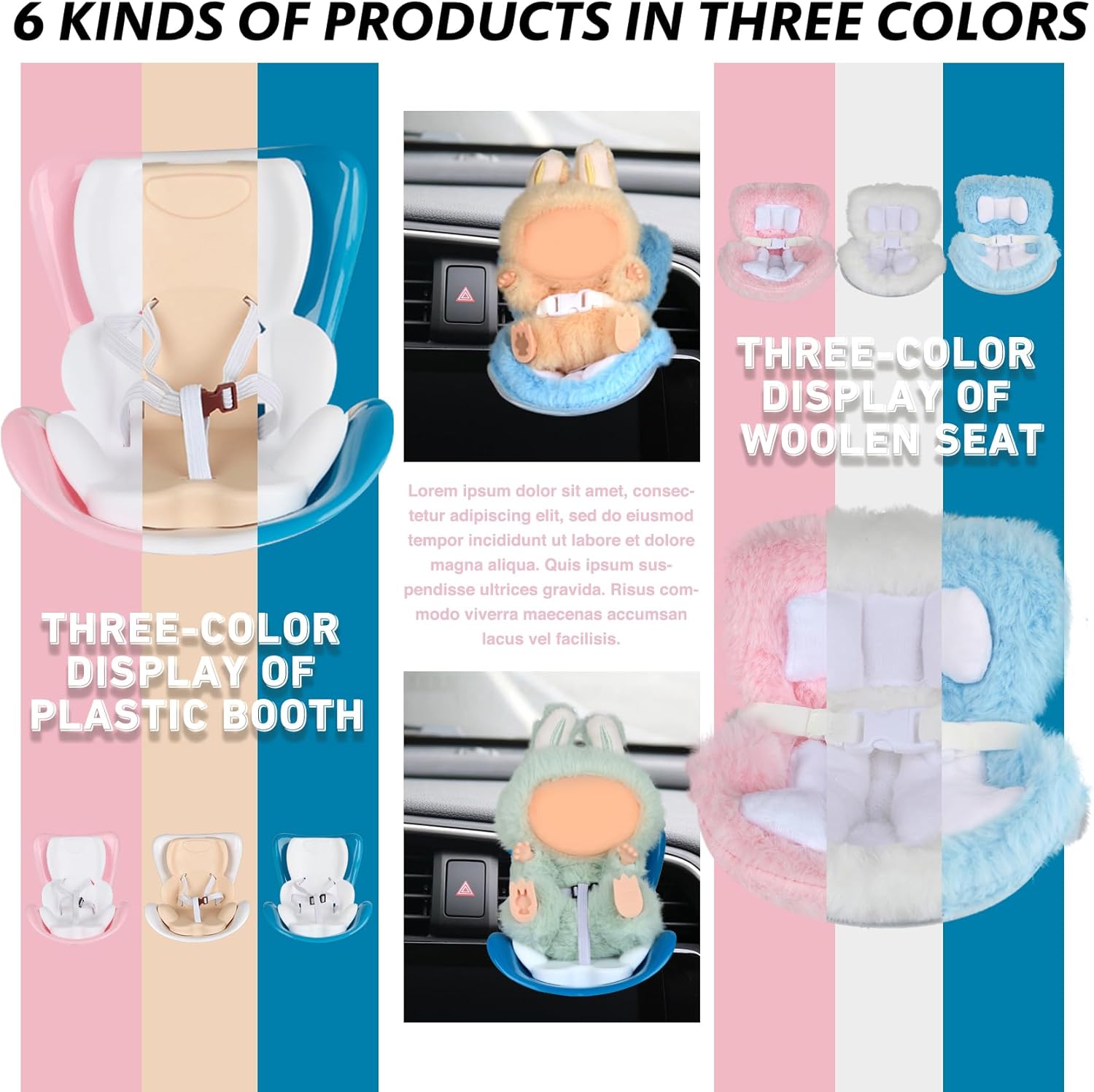 Car Seat for Doll, Toy Dollhouse Furniture & Accessories (7-22 inch), Dolls Air Vent Car Seat with Desktop Stand, Car Accessories for Women,Trends Blind Gift Box for Collectorsl (Blue)