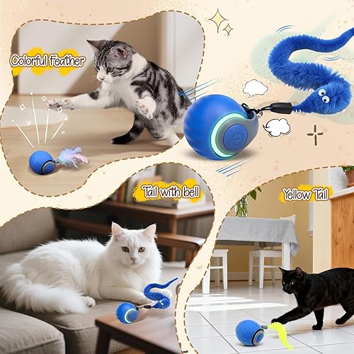 Miniatura 7 de 2 pelotas interactivas de juguetes para gatos, carga USB automática actualizada, juguetes interactivos automáticos para gatos de interior con 6