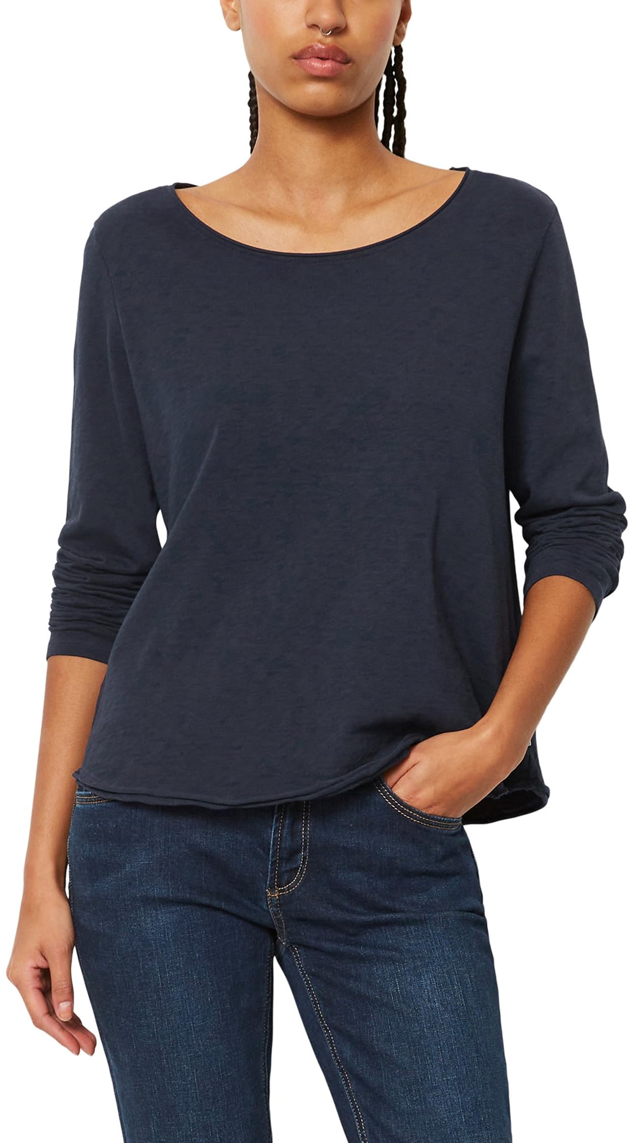 Marc OߴPolo Damen Langarmshirt aus Bio-Baumwolle mit Logo