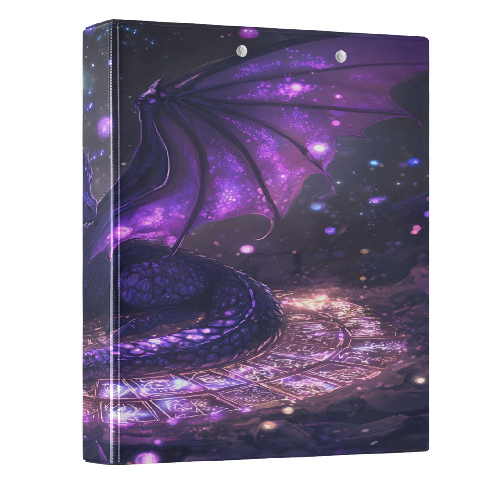 3 Ring Binder Purple Dragon Gaxlay 1.5 inch Binders Three Ring Binders with Clipboard 3 Interior PVC Clear Pockets for Office Supplies