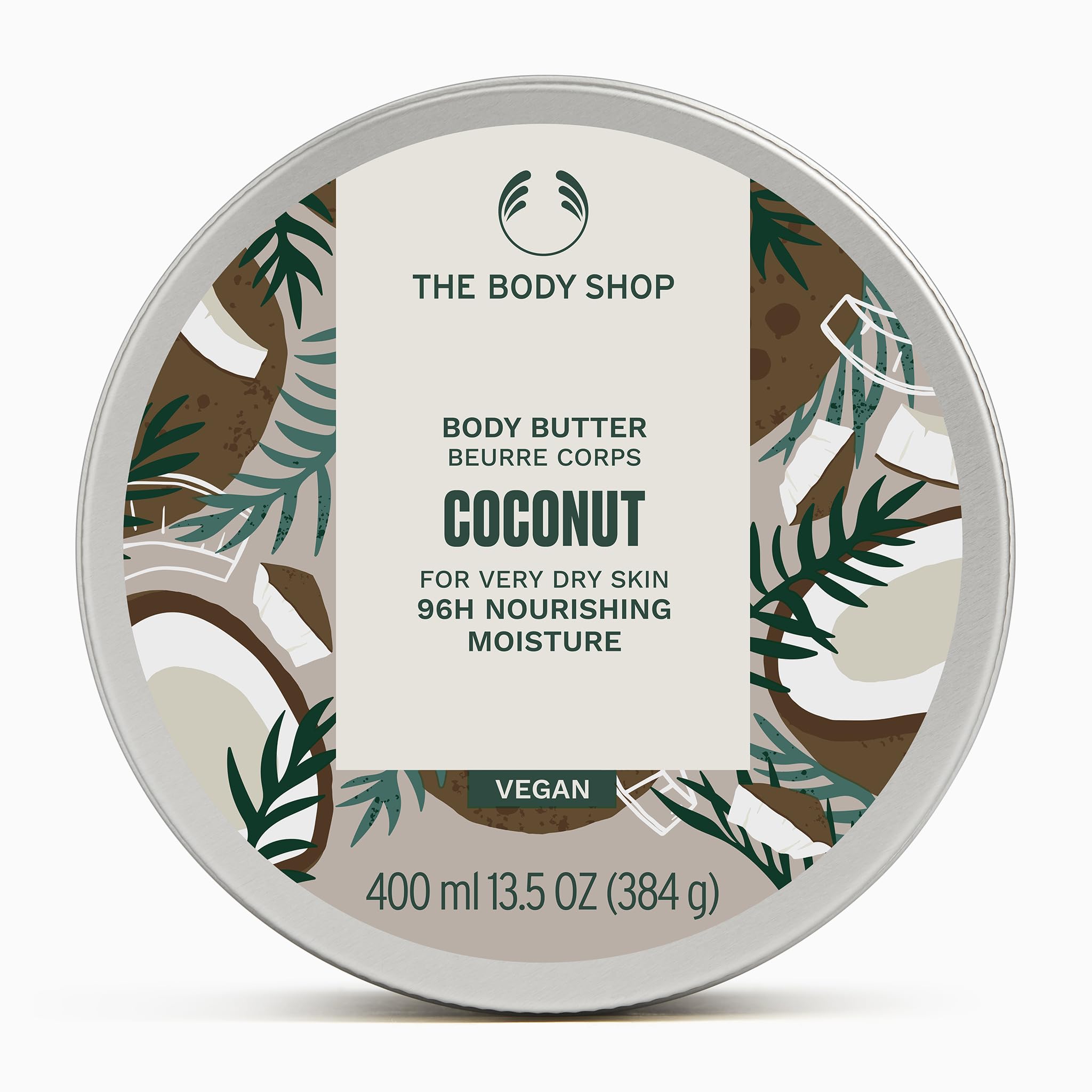 The Body Shop Nourishing Coconut Oil Body Butter for Dry Skin – Ultra-Rich Body Moisturizer & Hydrating Body Cream for Women, 400ml