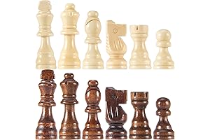AMEROUS Wooden Magnetic Chess Pieces Only (32 Pieces)