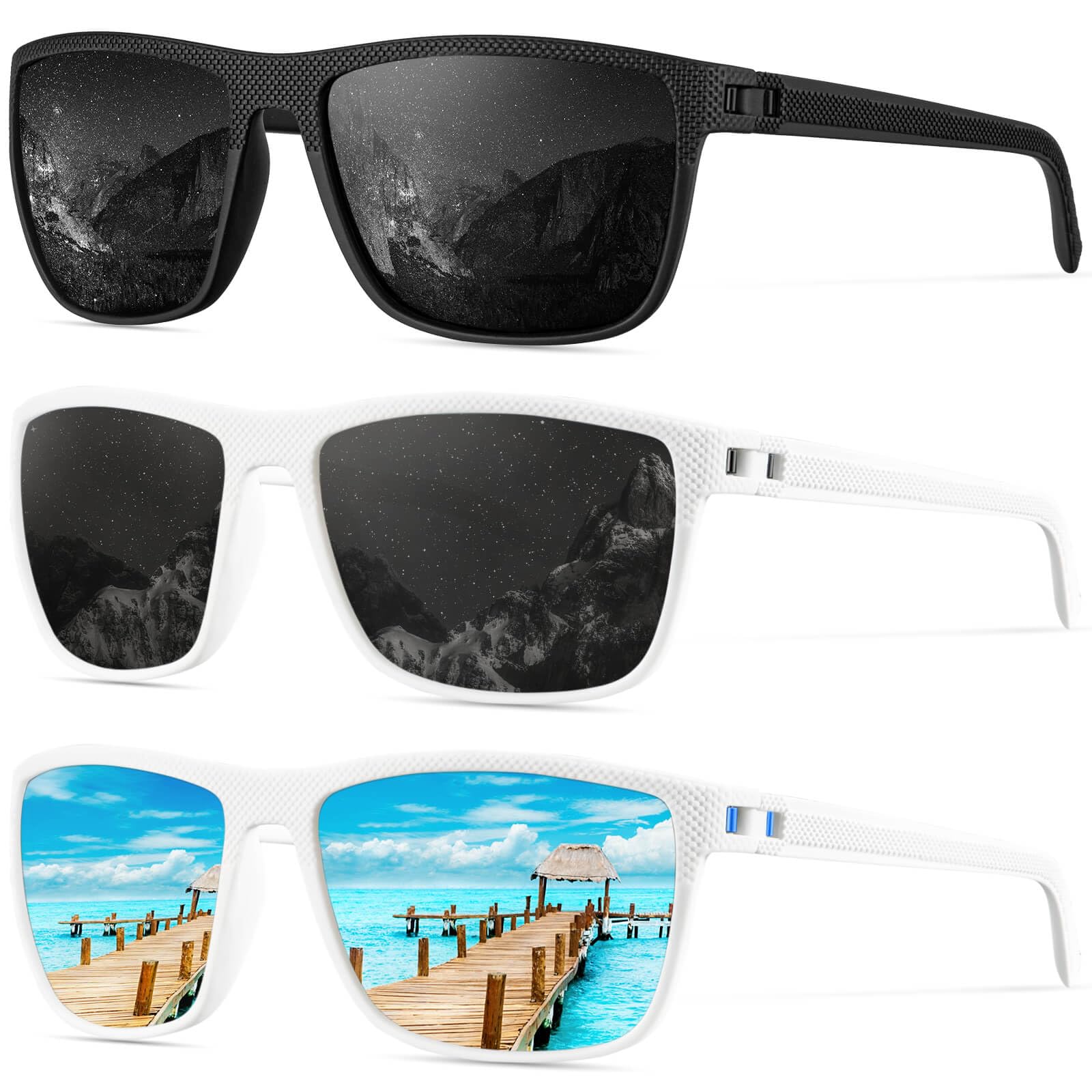 KALIYADI Polarized Sunglasses for Men, Lightweight Sun Glasses with UV Protection for Driving Fishing Golf