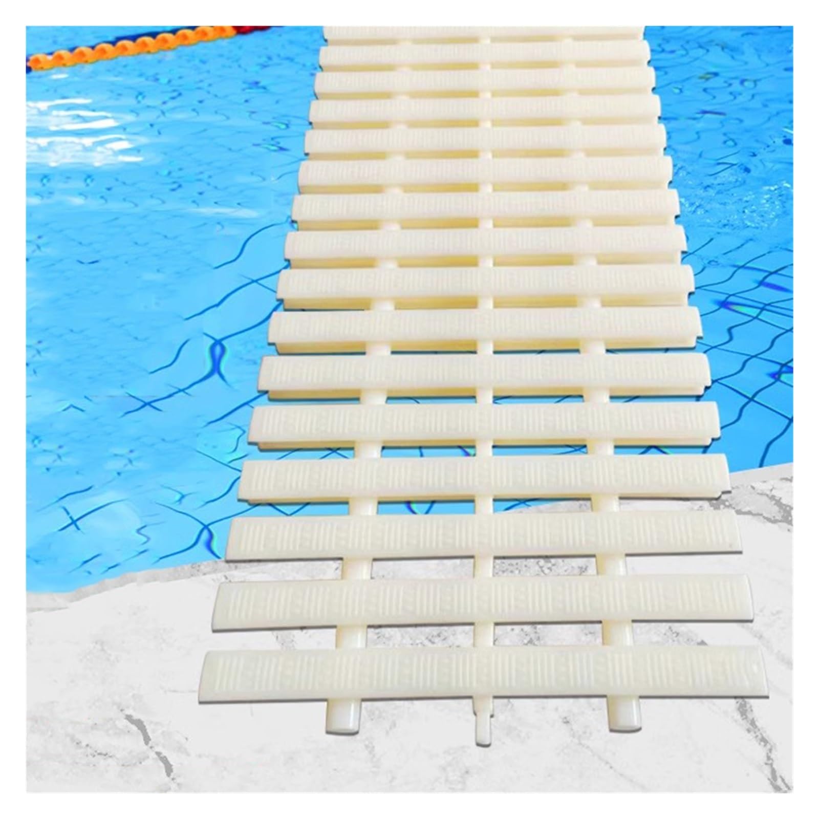 Rejilla de desbordamiento de piscina de 40x100 cm en color hueso de ABS resistente