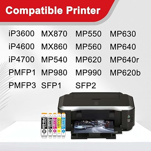 Miniatura 2 de PGI-220 CLI-221 - Cartuchos de tinta (5 unidades, PGBK BK C Y M) compatibles con PGI220 CLI221 repuesto para Canon 220 221 cartucho de tinta con