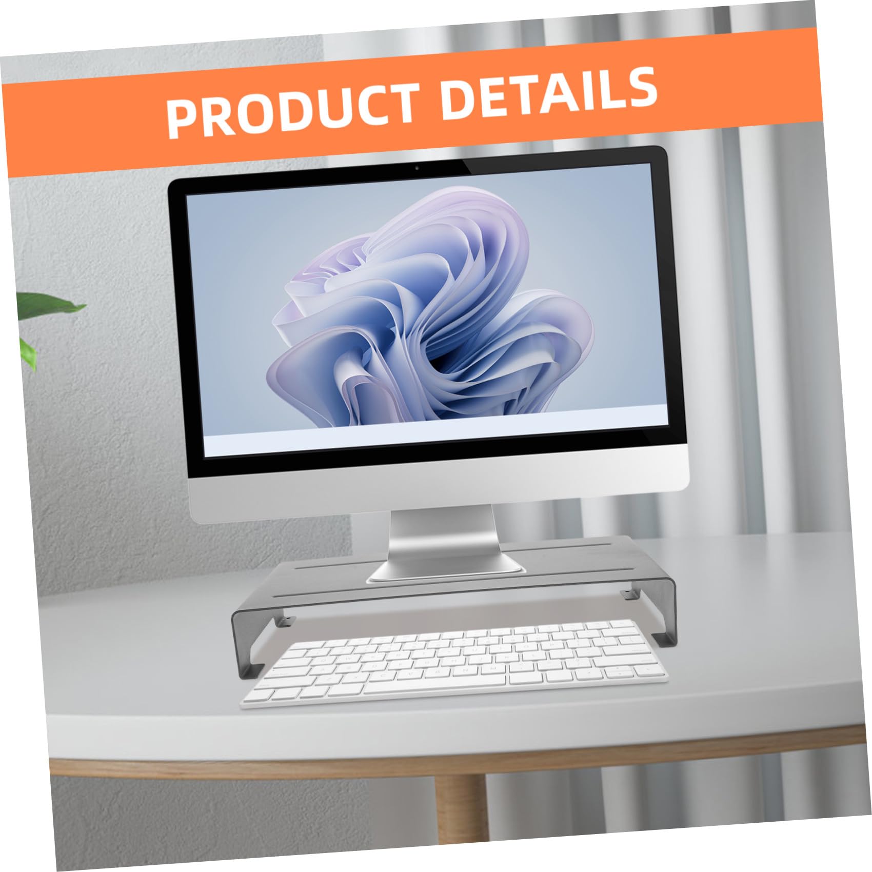 NUOBESTY Supporto Monitor in Lega di Alluminio Argento per Laptop Notebook Altezza Regolabile 6cm Antiscivolo per Ufficio e Casa