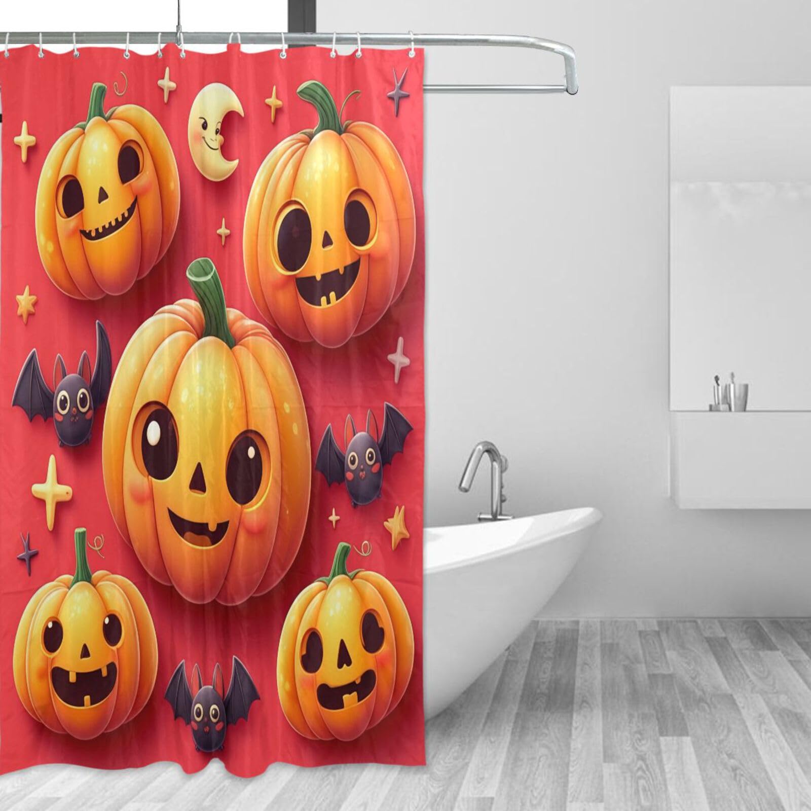 DUOBU Jack-o-Lantern Pumpkins Shower Curtain Washable Waterproof Fabric Bath Curtain 60x72Inch Shower Curtains with Hooks for Bathroom Decor