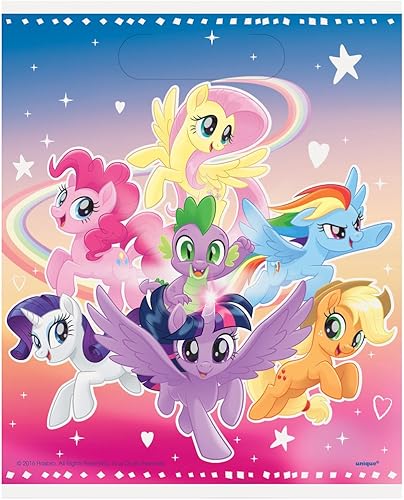 Unique Colorful & Vibrant My Little Pony Loot Bags (8 piezas) Material de primera calidad, tamaño perfecto para recuerdos de fiesta, ideal para