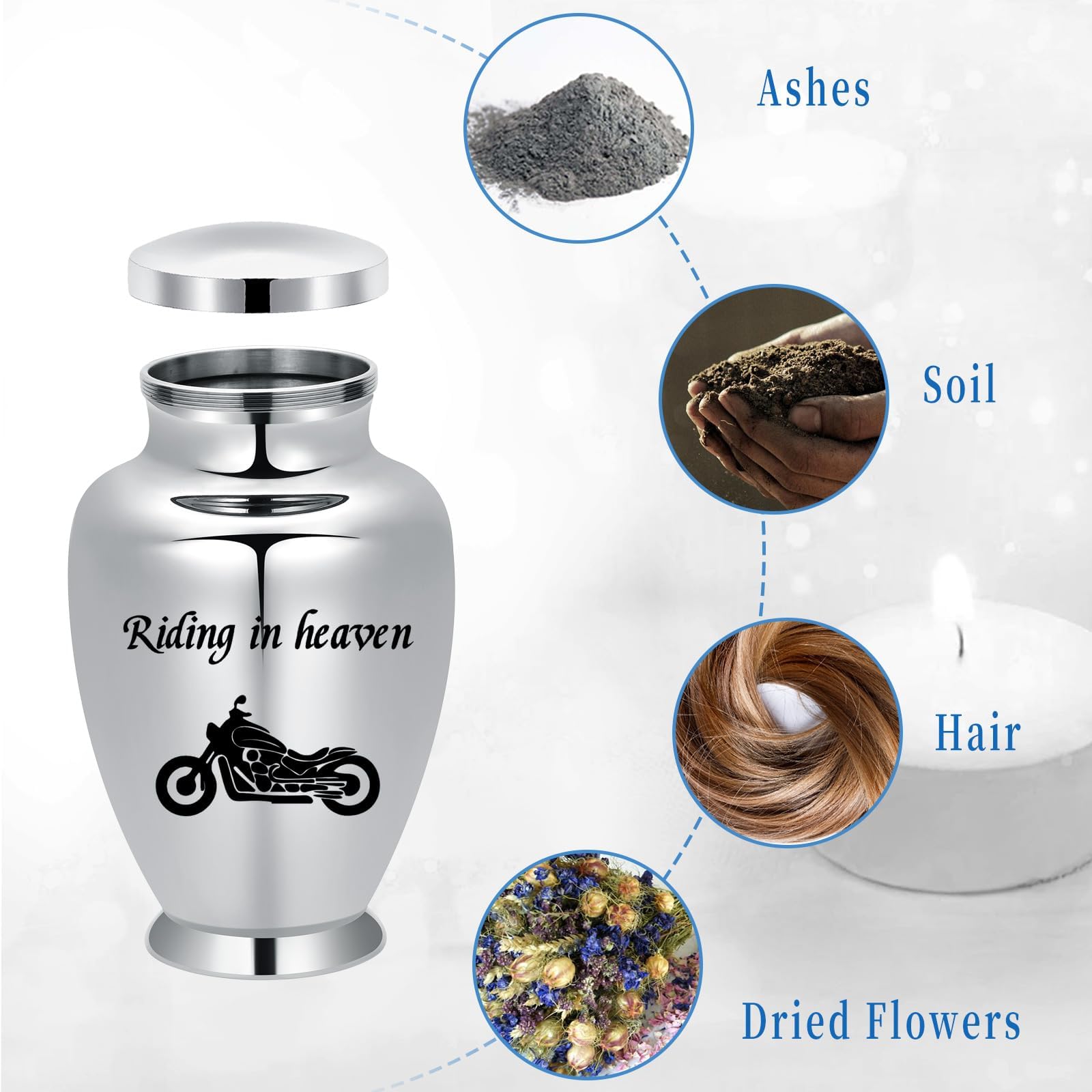 Large Urns for Ashes Human Adult Female Male Stainless Steel Memorial Burial Funeral Decorative Urns for Ashes Keepsake - Image 3