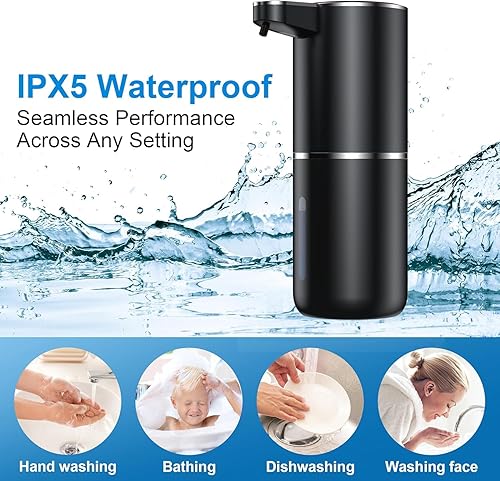 Miniatura 7 de Dispensador automático inteligente de jabón líquido sin contacto 4 niveles de dispensación personalizables, batería de 1200 mAh, montaje en pared