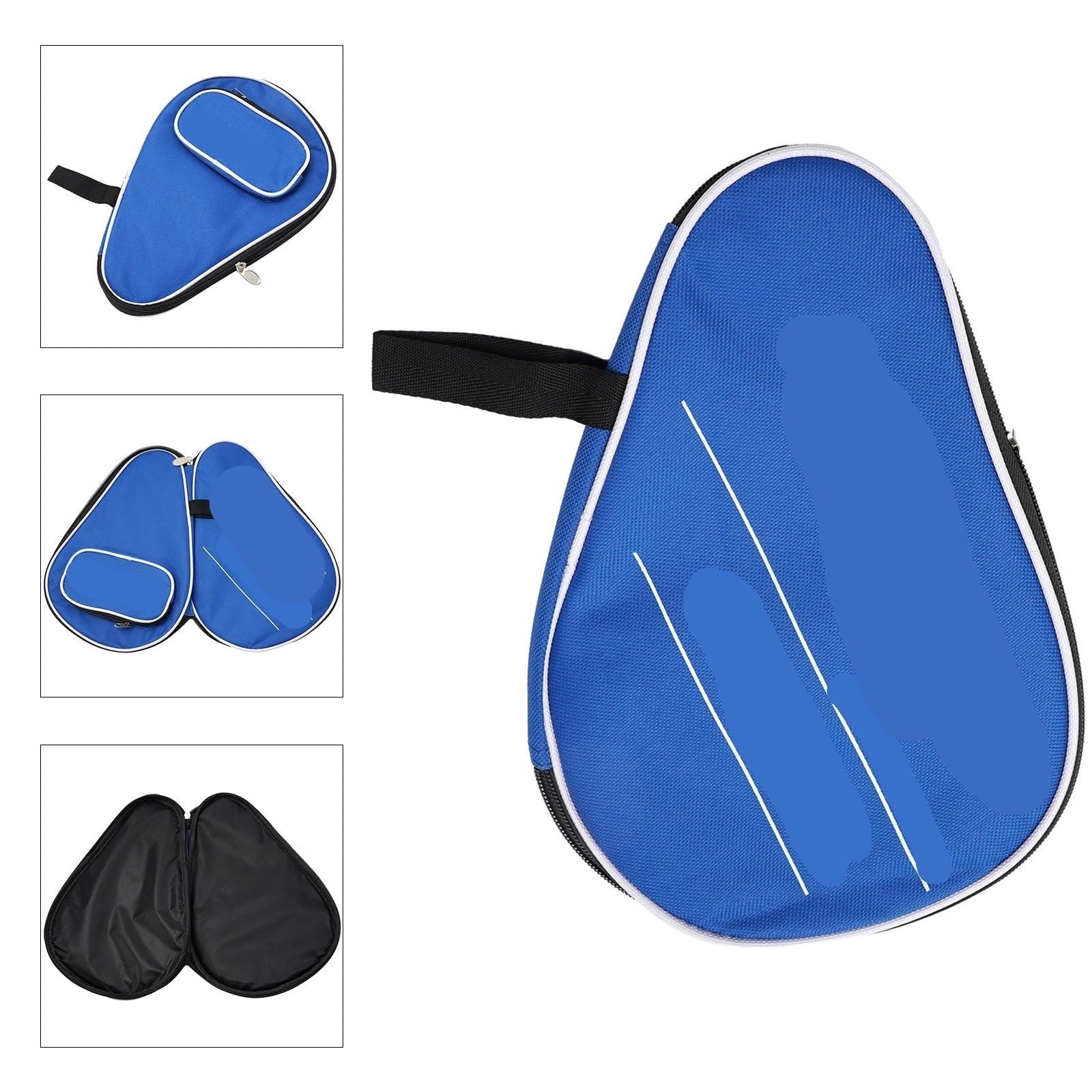 Tischtennisschlägertasche Tischtennisschläger Schläger Tasche Oxford Tuch Schwamm Ping Pong Fall mit Bälle Tasche Sport Trainingsausrüstung Doppelter Tischtennissack(Blue)