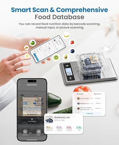Miniatura 3 de RENPHO Digital Food Scale with Nutritional Calculator, Smart Food Kitchen Scale, Food Weight Scale Grams and Ounces for Weight Loss, Calorie, Macro
