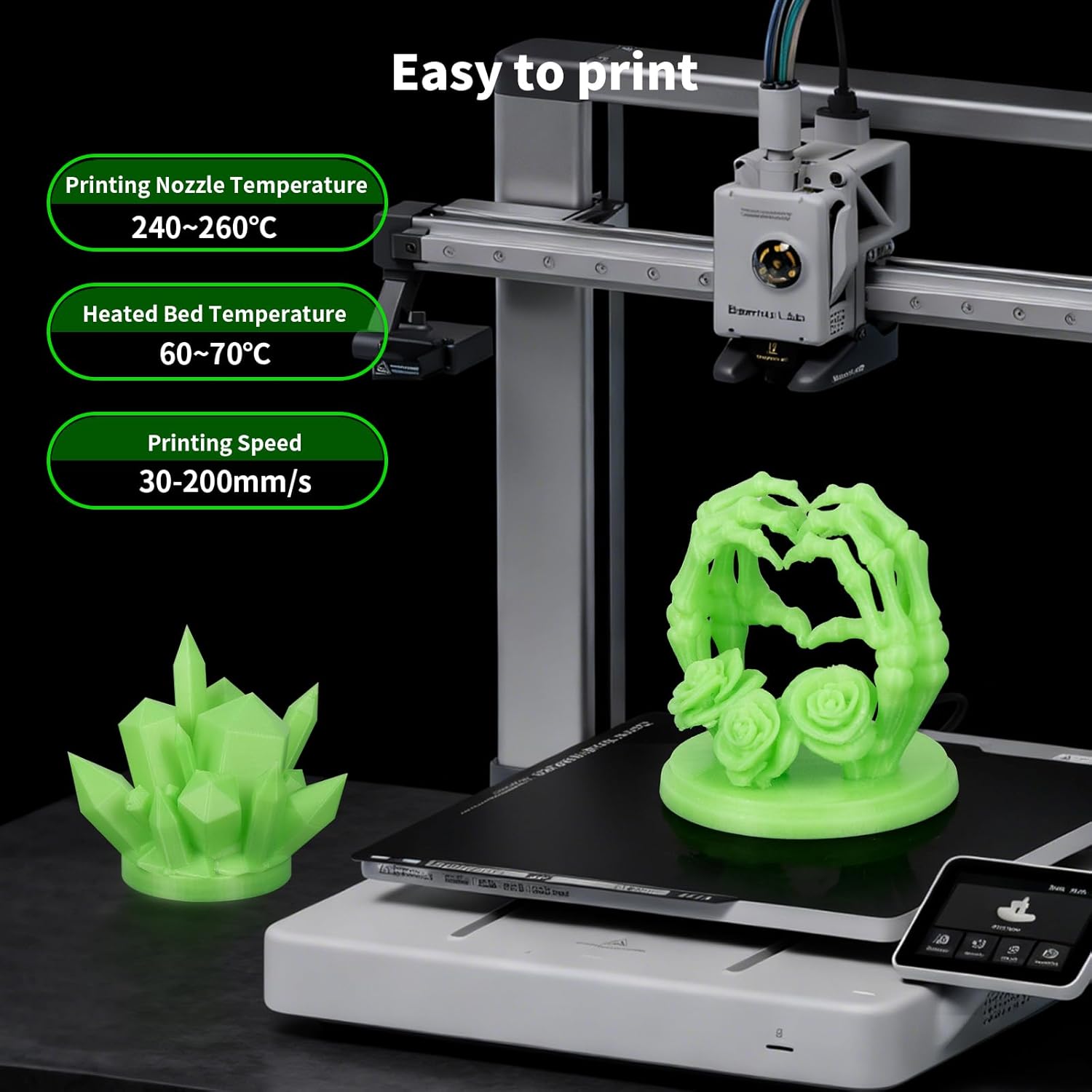 iSANMATE Glow in The Dark PETG Filament, Green Luminous Filament 1.75mm, Easy to Print PETG Filament, Ideal for Halloween, Christmas & Fall Pumpkin Decorations, 1KG/Spool - Image 7