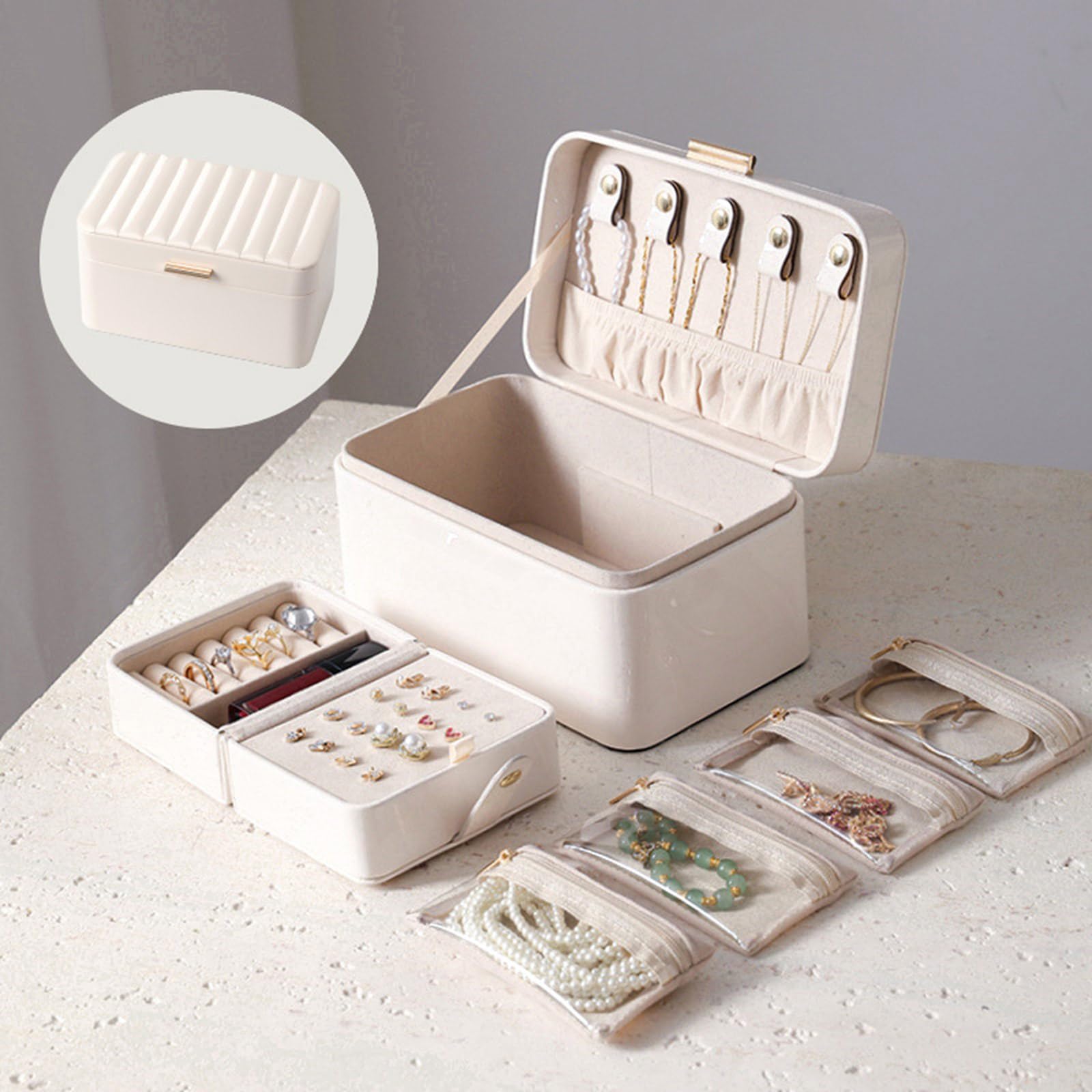 Multi strato di stoccaggio dei monili Organizzatori Premium PU Materiali Custodia Decorativa Con Design Divisorio Per Catene Orecchini