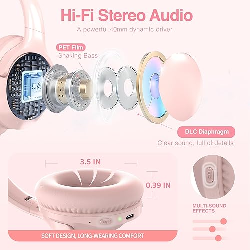 Miniatura 5 de MIDOLA Auriculares Bluetooth Over Ear 68H Tiempo de Reproducción 6 EQ Auriculares Inalámbricos con Micrófono HiFi Estéreo Plegables Ligeros Graves
