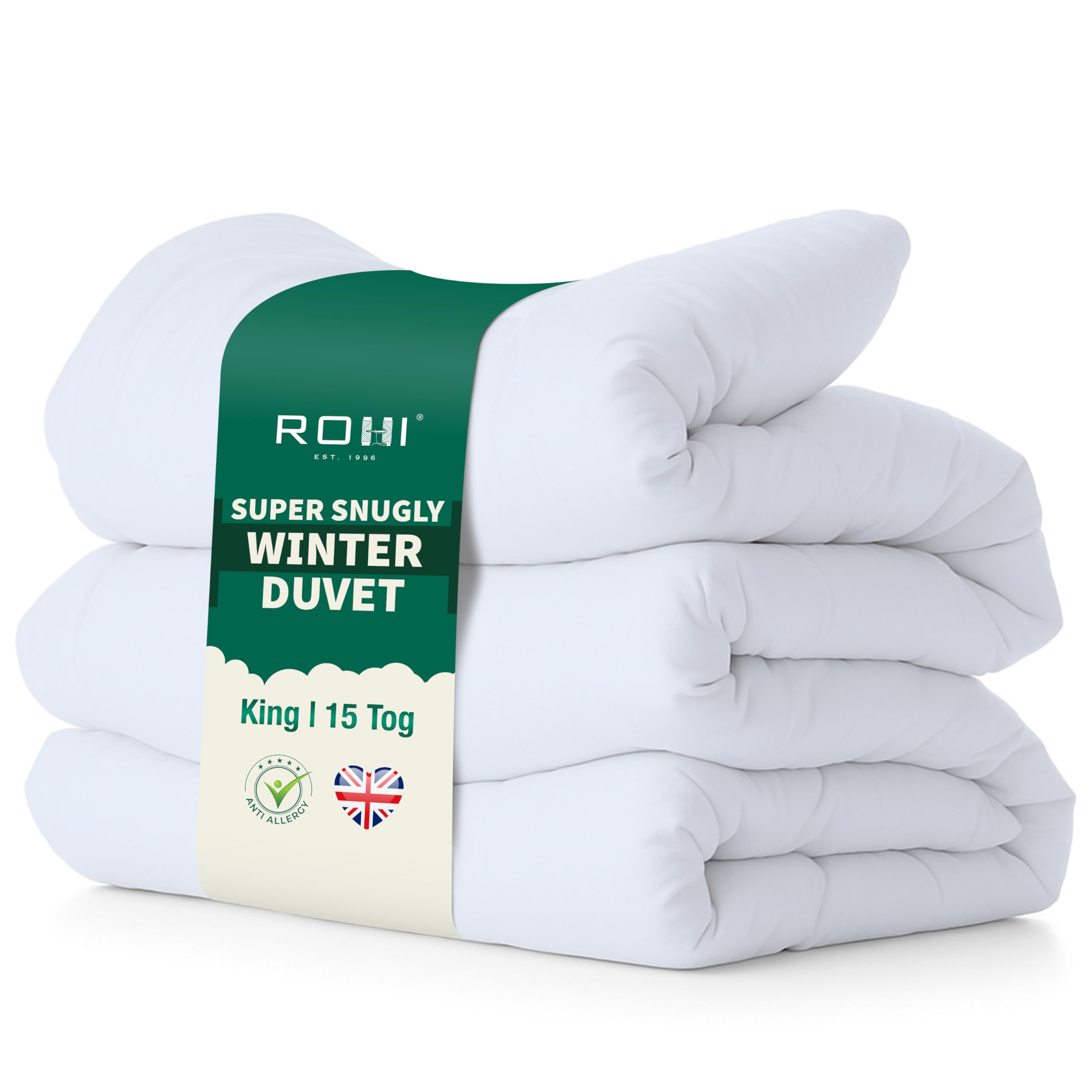Rohi Soft Microfibre 15 Tog King Size Duvet – Anti-Allergy – Winter Duvets – 15 Tog Soft Like Down Luxurious Duvet (15 TOG, King)