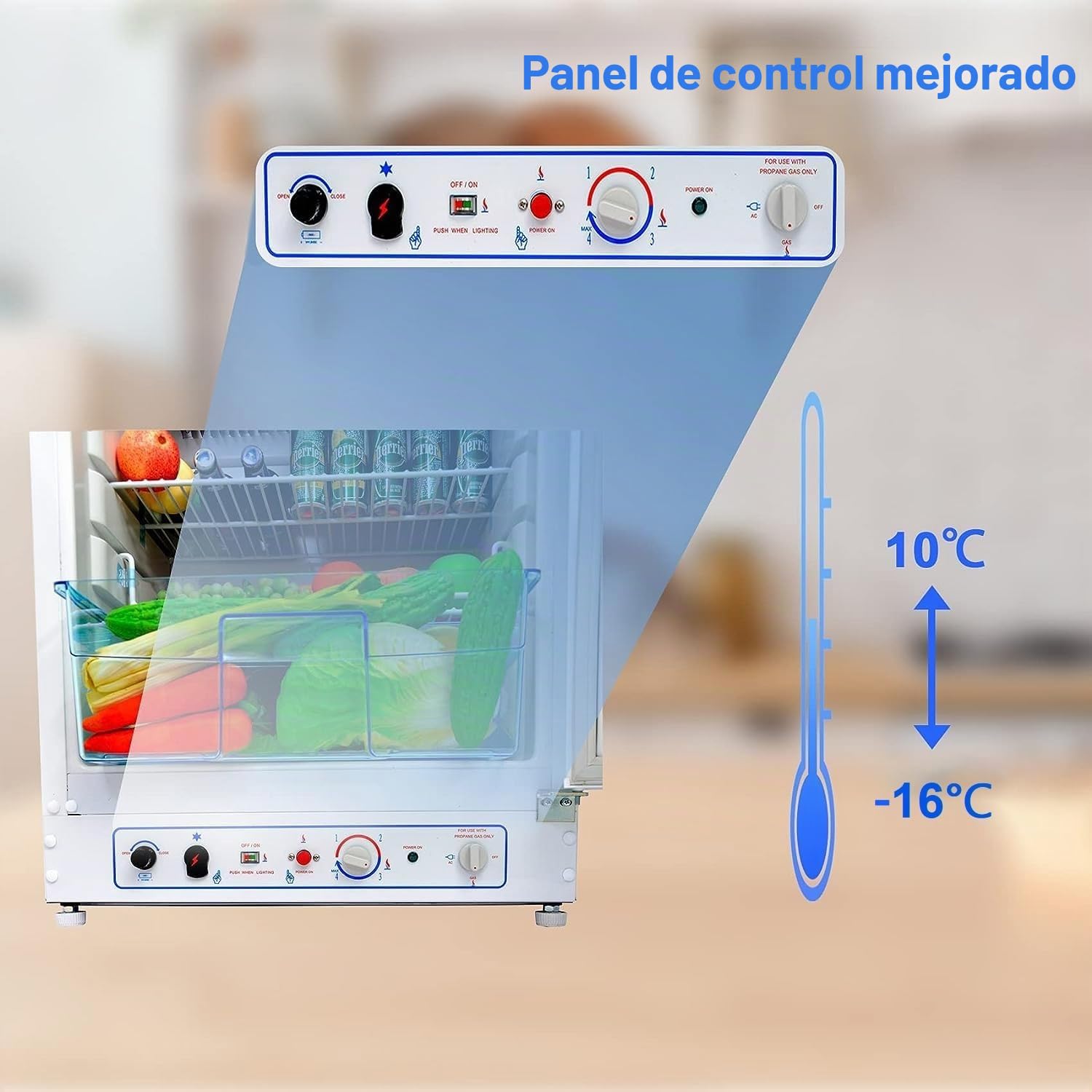 Smad Frigorífico Congelador a Gas (129L+46L), Nevera de Absorción de 2 Vías para Casa Móvil, Garaje, Casas de Campo, Caravana, Autocaravana, Nevera de Butano 220V, Sin Ruido, Blanco