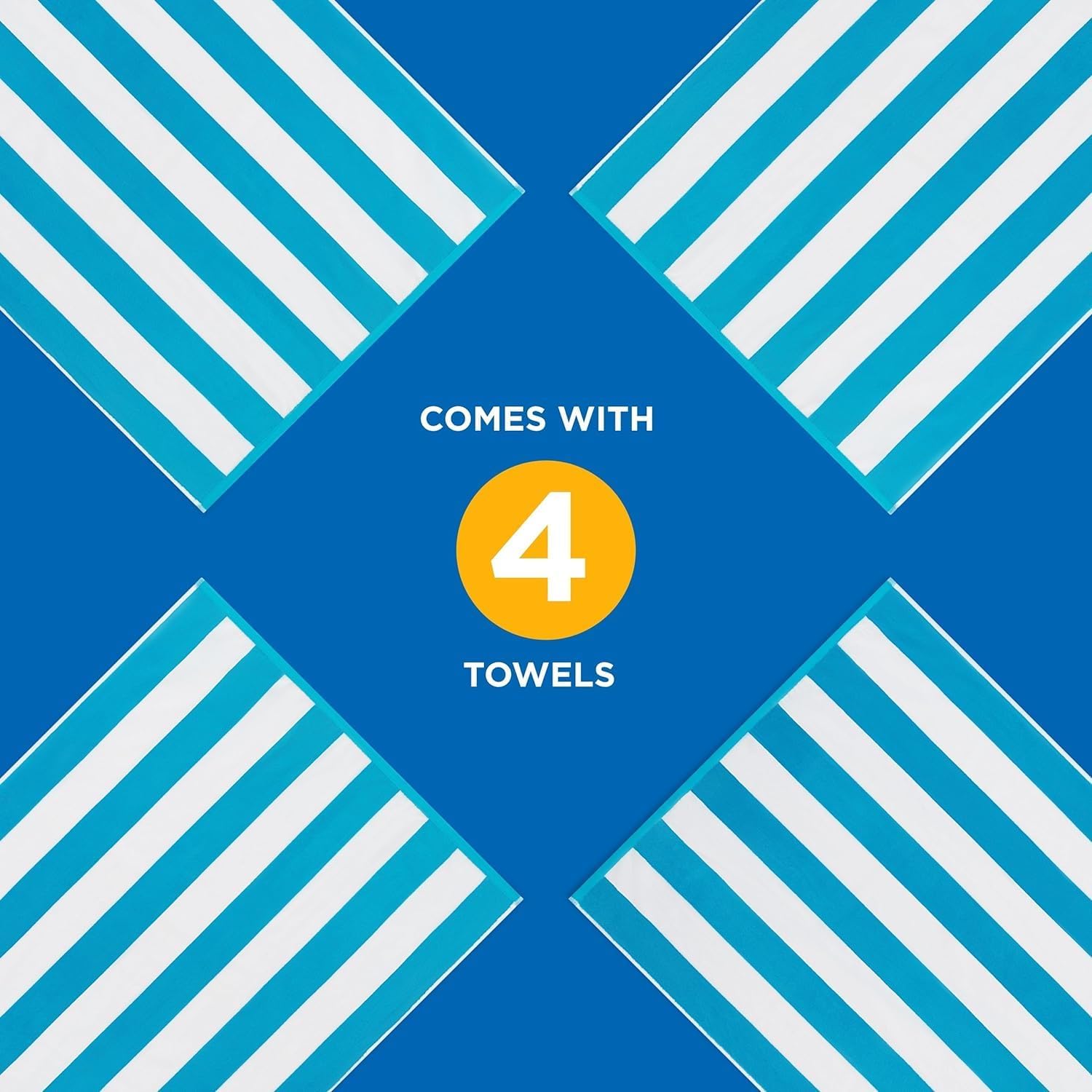 Ben Kaufman Joey Velour Striped Towel - Oversized & Absorbent Striped Beach Towels - Colorful Yarn Dye Stripe Cotton Towel for Swimming & More - Lightweight & Soft Swim Towels (Turquoise, 4 Pack)