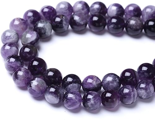 Miniatura 2 de Amatistas de encaje púrpura de 0.315 in, cuentas sueltas redondas y sueltas, cuentas de gemas naturales, cuentas de piedra de energía de cristal