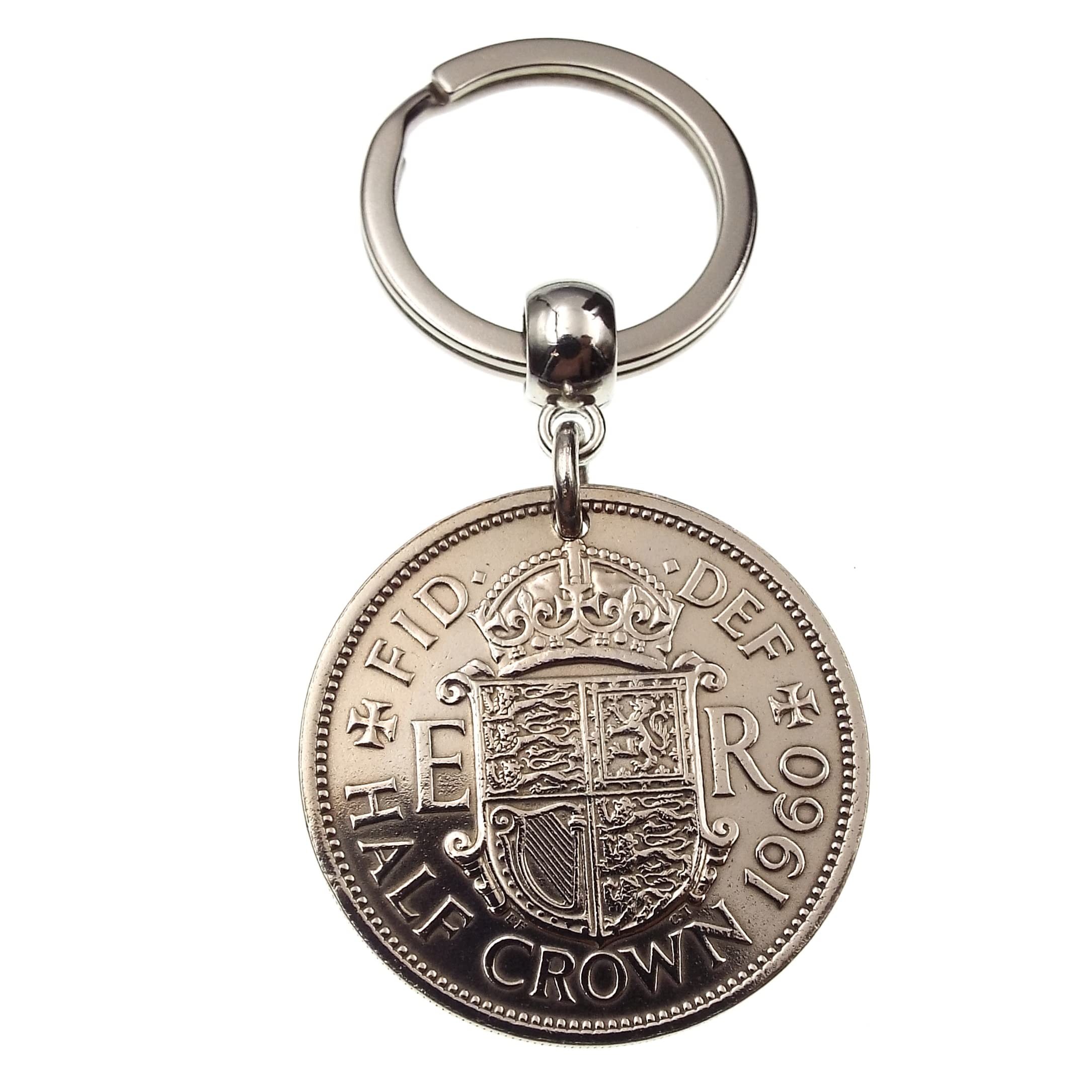 A Silver Dream 1960 Half Crown Coin Keyring Birthday Anniversary Retirement His Hers Men Women