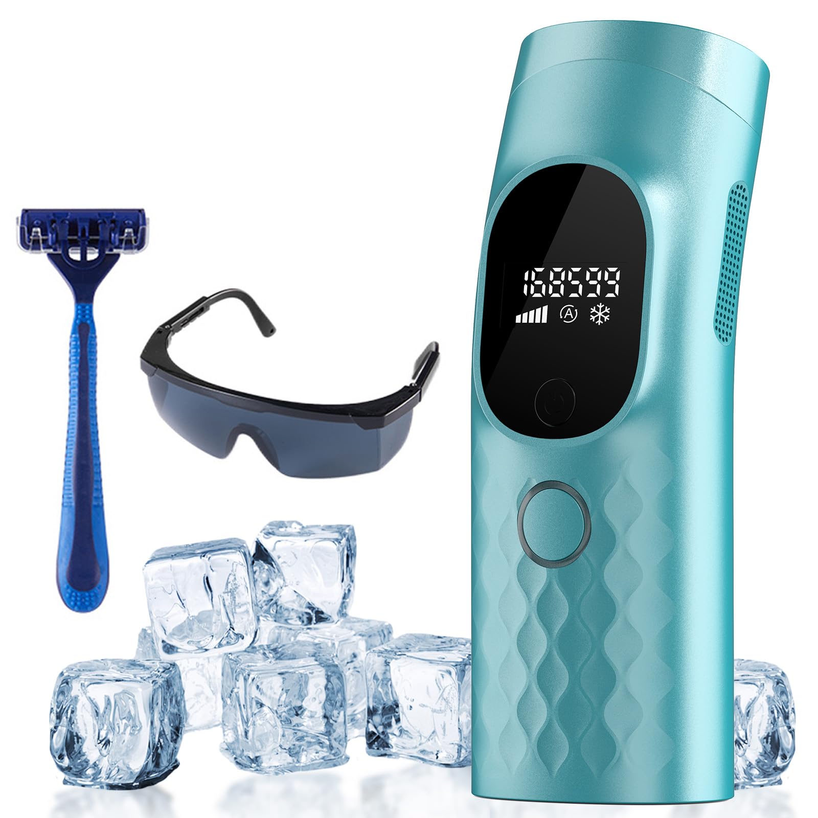 Laser Hair Removal Device Ice Cooling Painless Manual & Auto Modes-Blue Green