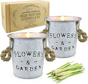 Bougie à La Citronnelle D'extérieur Grande 3 Mèches, OFUN 3 X 60 Heures Bougie Parfumée Avec