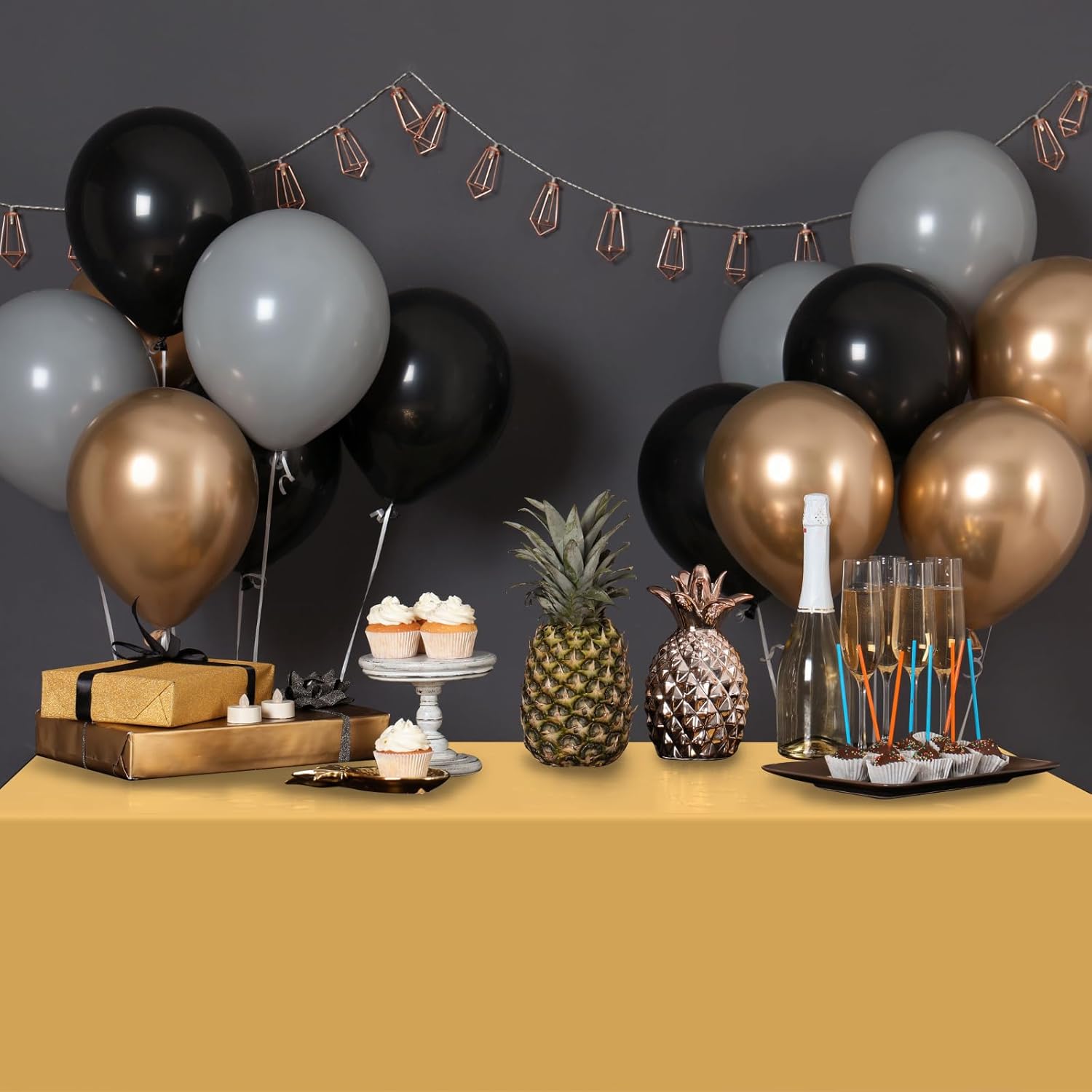 16 Pack Gold Plastic Tablecloth for Rectangle Tables, Premium Decorative Gold Disposable Table Cloths for Parties, Bulk Rectangle Party Table Cover for Birthday, Wedding, Anniversary, 54 x 108 Inch - Image 5