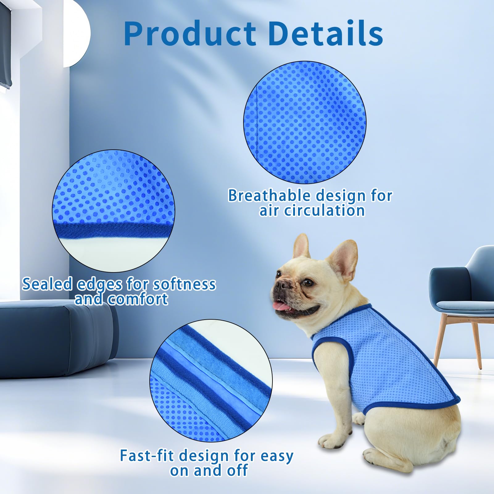 Veste de Refroidissement pour Chien Respirante été, Gilet Rafraichissant Chien, Style sans Manches Frais et Confortable, Manteau Rafraichissant pour Chien, Accessoires Généraux (XL)