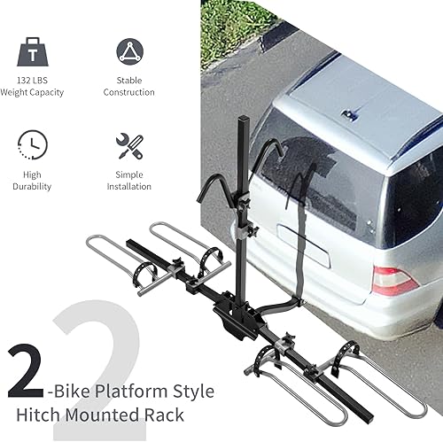 Miniatura 2 de Goplus Portabicicletas de montaje en enganche, plegable para 2 bicicletas estilo plataforma para MTB, Ebike, carretera y bicicleta estándar,