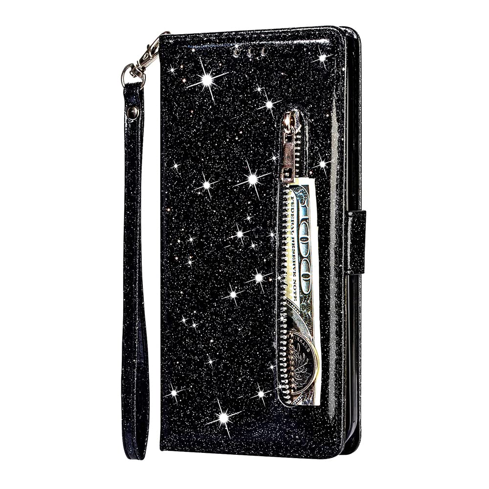 VLQI Custodia Libro Compatibile con Xiaomi Redmi Note 11 Pro Glitter Cover Portafoglio Magnetica Antiurto con Slot per Schede Brillantini Donna Ragazza Accessori di Cellulari Oro