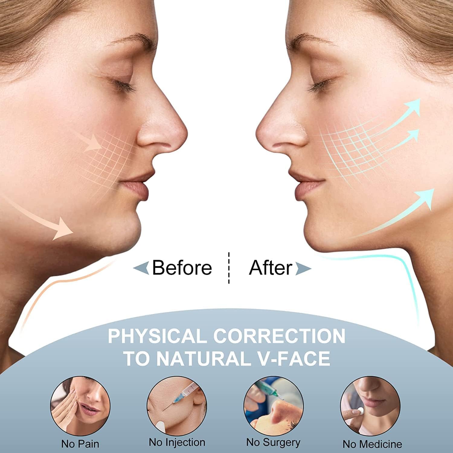 V Line Lifting Máscara Correa,Vendaje Cinturón de Estiramiento Facial, Reductor de Barbilla Doble Reutilizable, para Línea de la mandíbula, Levantamiento y Adelgazamiento de la Barbilla