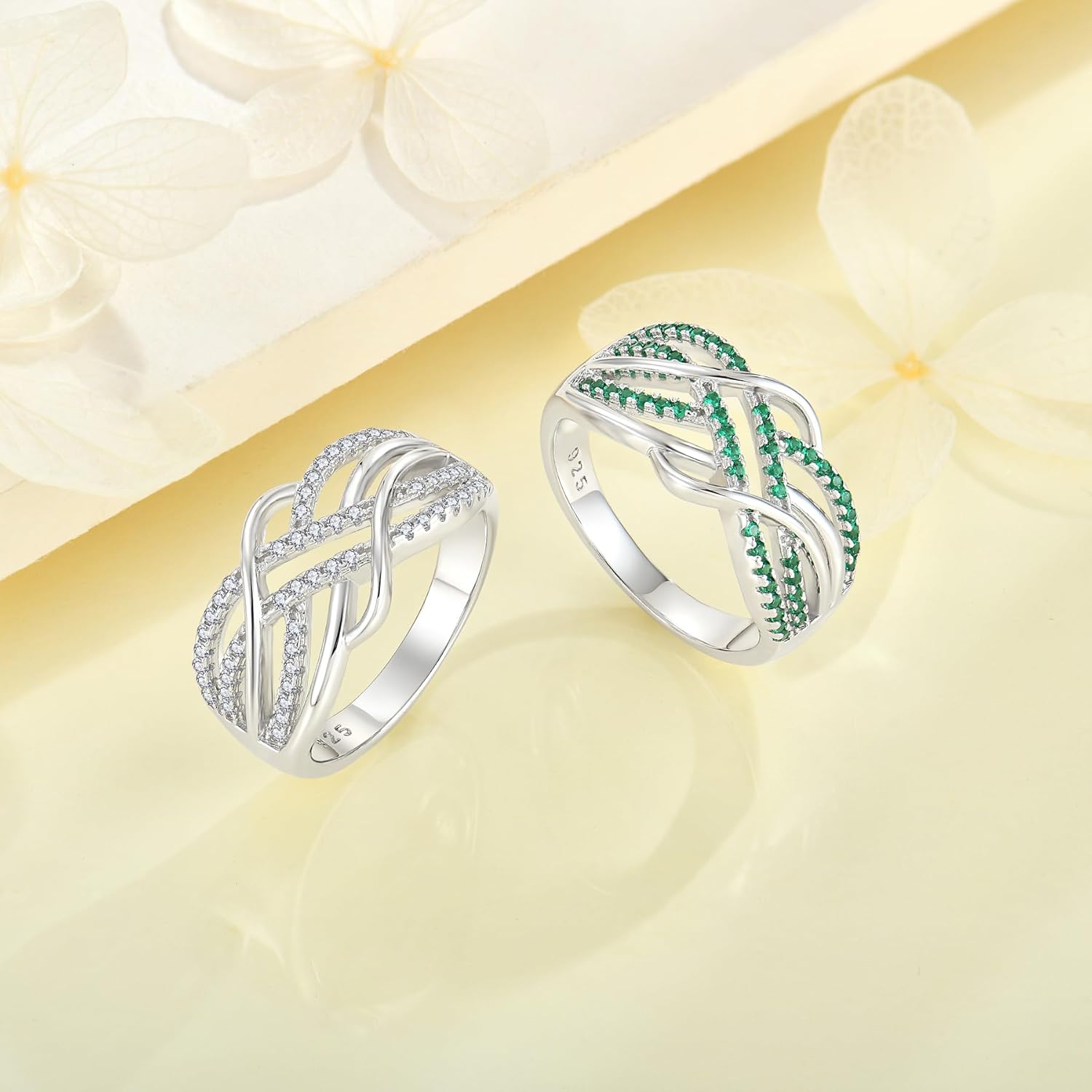 Promise Ring for Her Celtic Knot 925 Sterling Silver Infinity Twisted Ring Cubic Zirconia Statement Anniversary Band Rings for Women