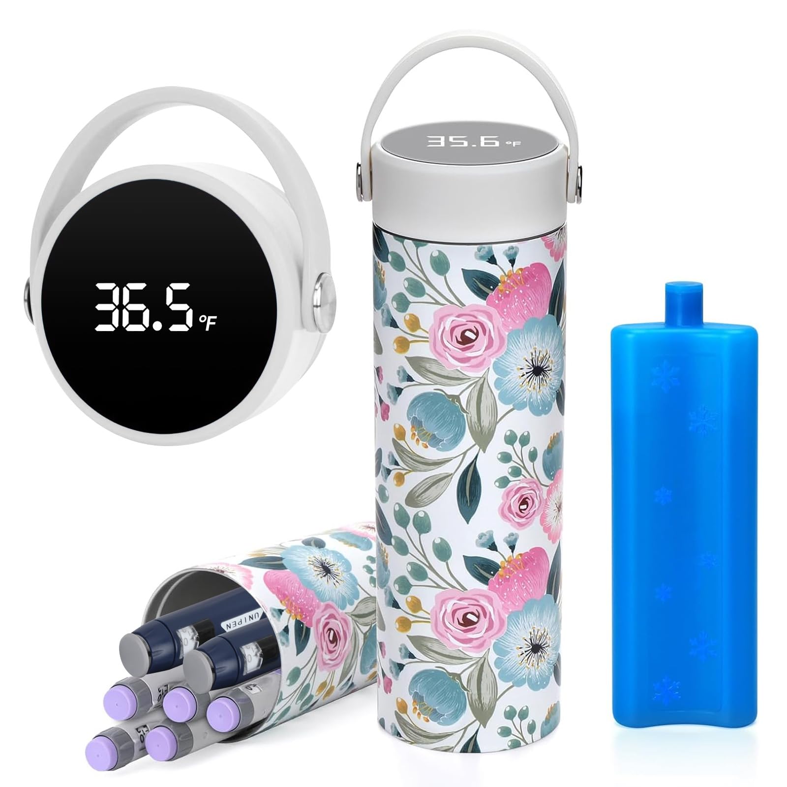 Insulin Cooler Travel Case with Temperature Display - 48H Cooling Medical Cooler Bag, TSA Approved Diabetic Medication Storage for Insulin Pens, Portable Fridge for 1-7 EpiPens