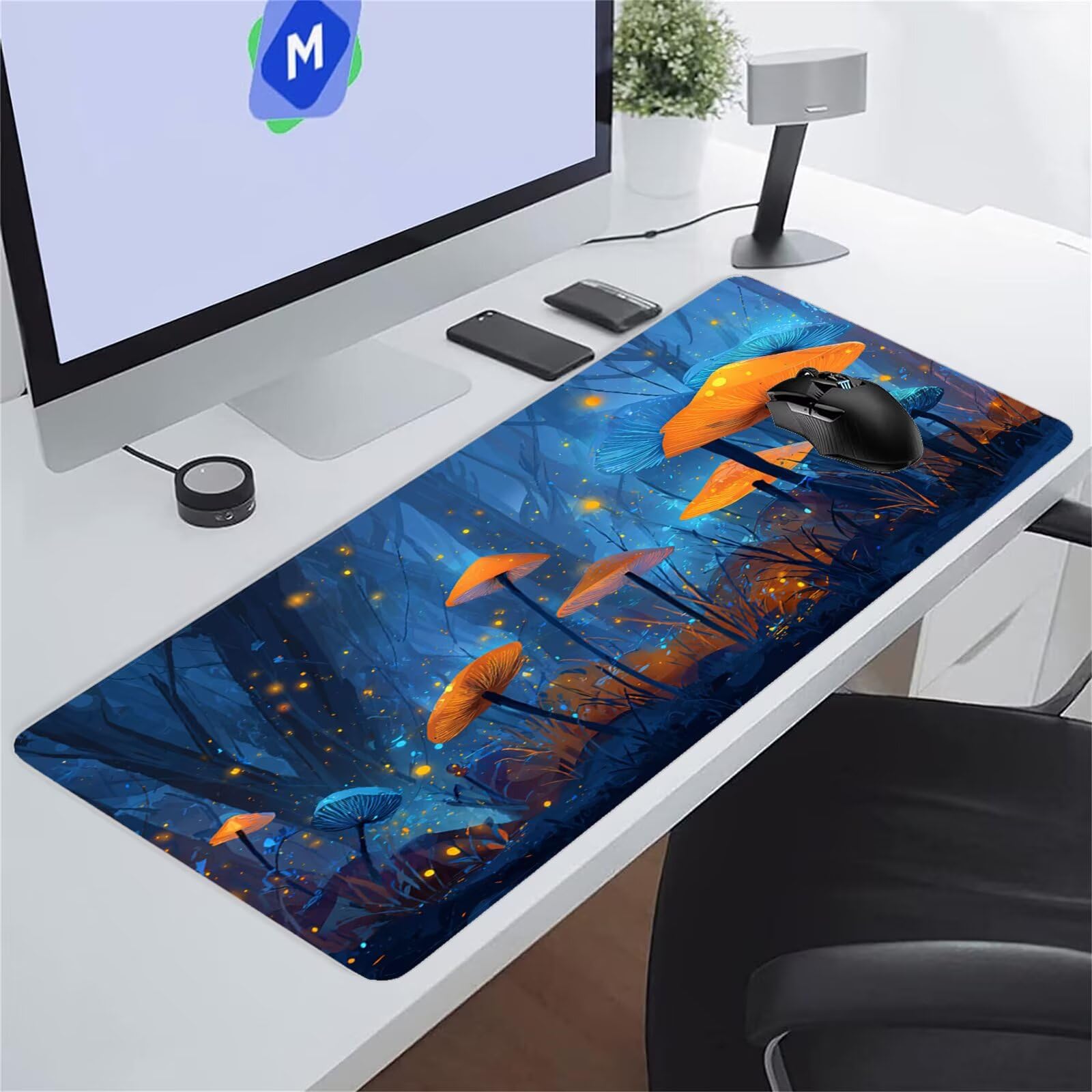 Tapis de Souris XXL Champignons, 900x400x2mm Tapis de Souris Gaming