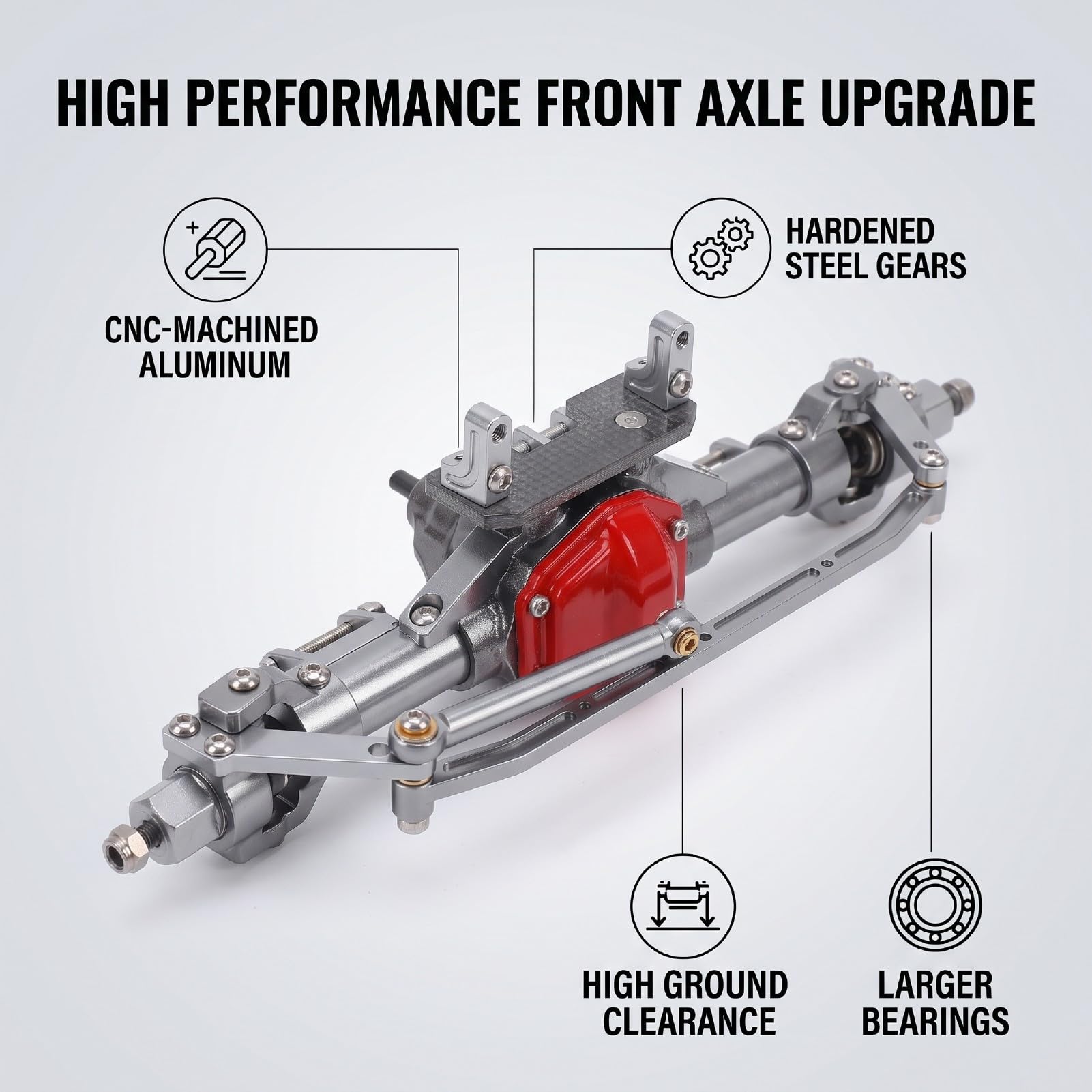 Tonysa Assale Anteriore per Axial SCX10, Ingranaggio a Pignone Alto