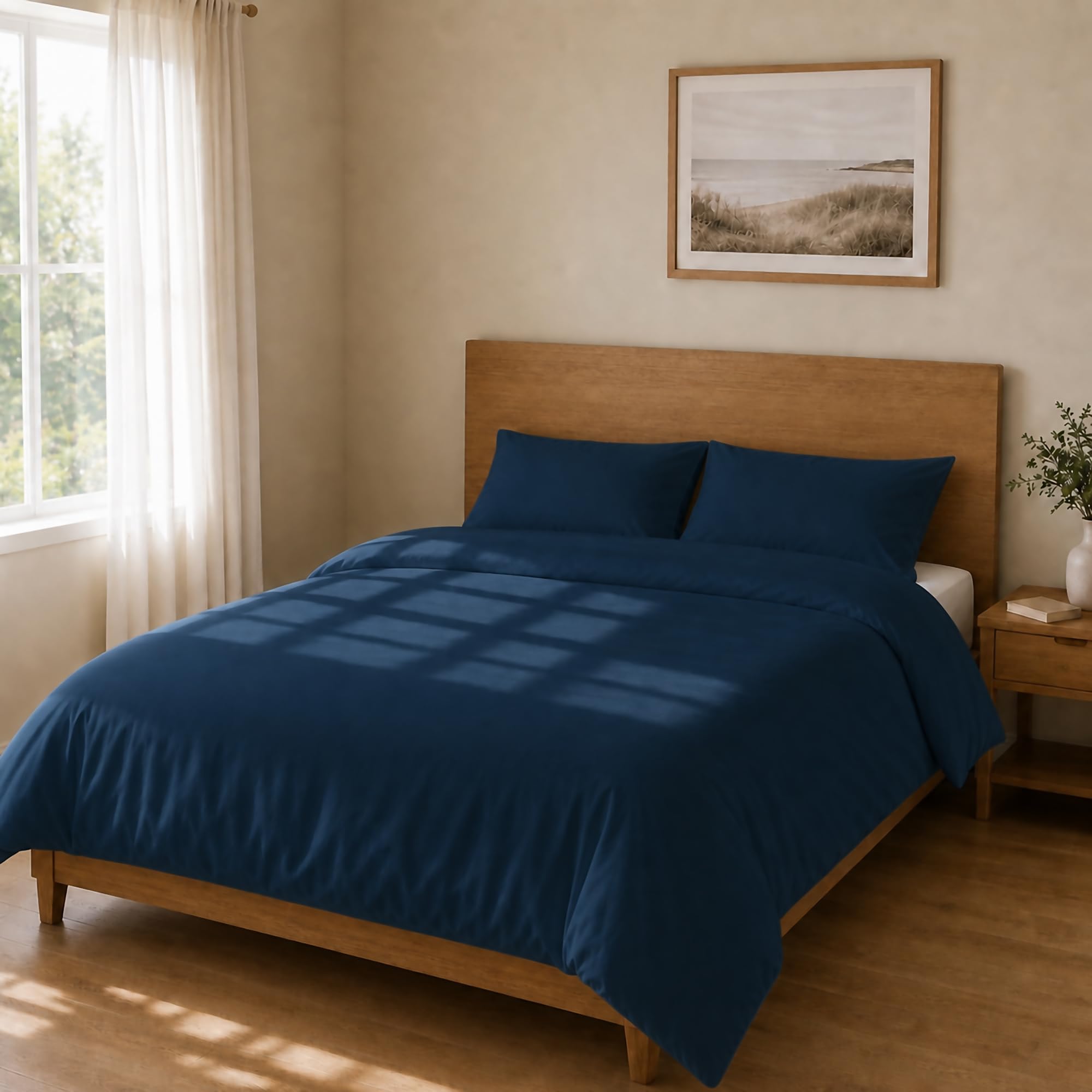 Homebliss Microfibre Duvet Cover Set 260 x 240 + 45 x 75 2 pcs, Navy Blue