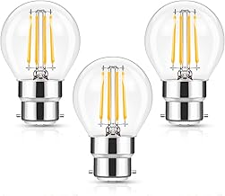 Flaspar B22 Golf Ball LED Filament Bulb, Warm White 2700K, Bayonet Cap B22 LED Bulb 4W (40W Equivalent), G45 P45 Mini Globe Clear Bulbs, Not-dimmable, 3Pack