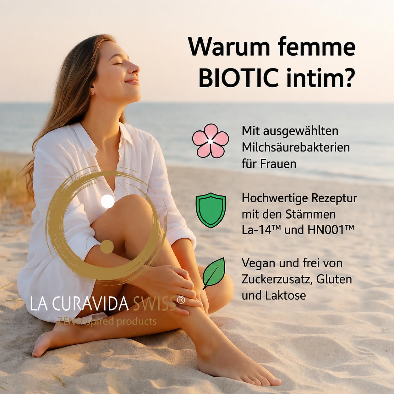 Femme Biotic Intim – Nahrungsergänzung mit ausgewählten Milchsäurebakterien für Frauen – Vegan – 15 Kapseln