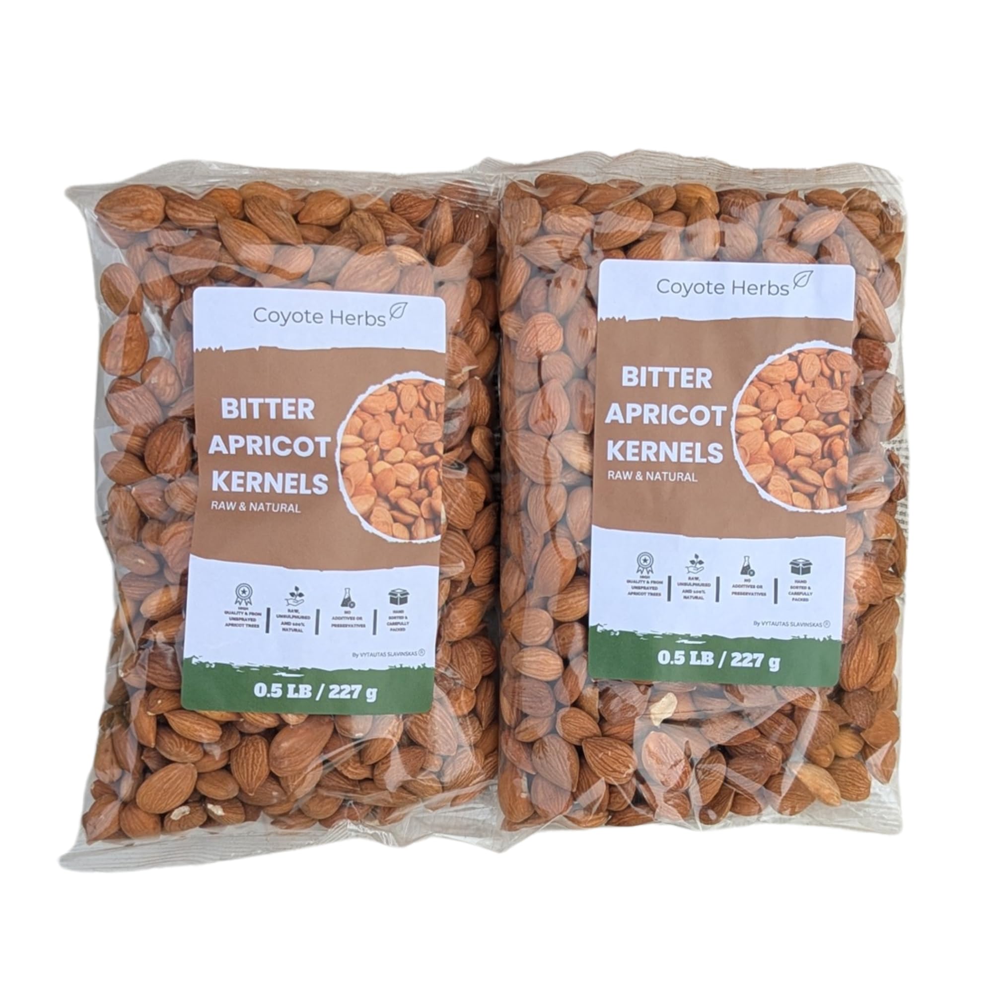 Granos de albaricoque/naturales/crudas/semillas de albaricoque amargo/vitamina B17/certificado/1 libra (16 onzas) 2 x 227 g