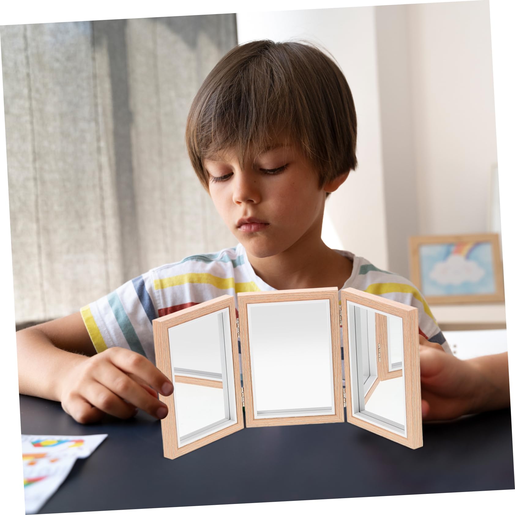 Specchio Infrangibile Montessori Pieghevole Per Bambini Specchio Per La Camera Dei Bambini Coordinazione Occhio-Mano Giocattolo Sensoriale Per Sviluppo Motorio