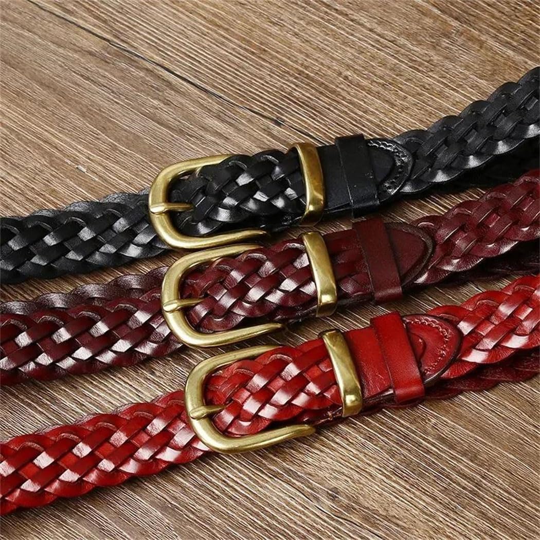 Unisex Matching Belts - 3.0 cm Solid Cowhide with Pin Buckle, Couple Set for Jeans
