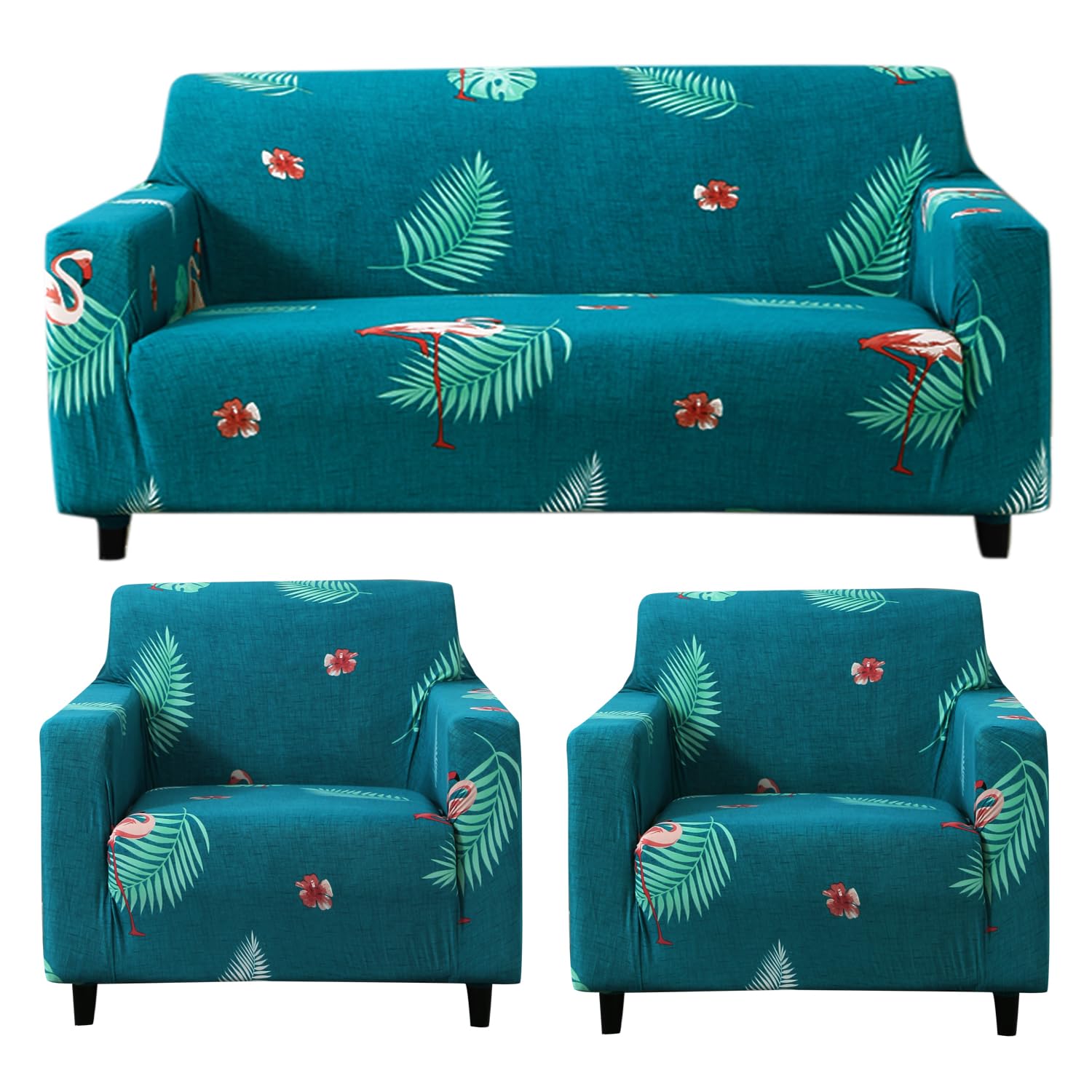 HOKIPO Elastic Sofa Cover 3 Seater and 2 Seater Full Covered Stretchable, Teal Feather (AR-4093-D5*2 + AR-4095-D5) (B0DCNZLH57) Amazon Price History, Amazon Price Tracker