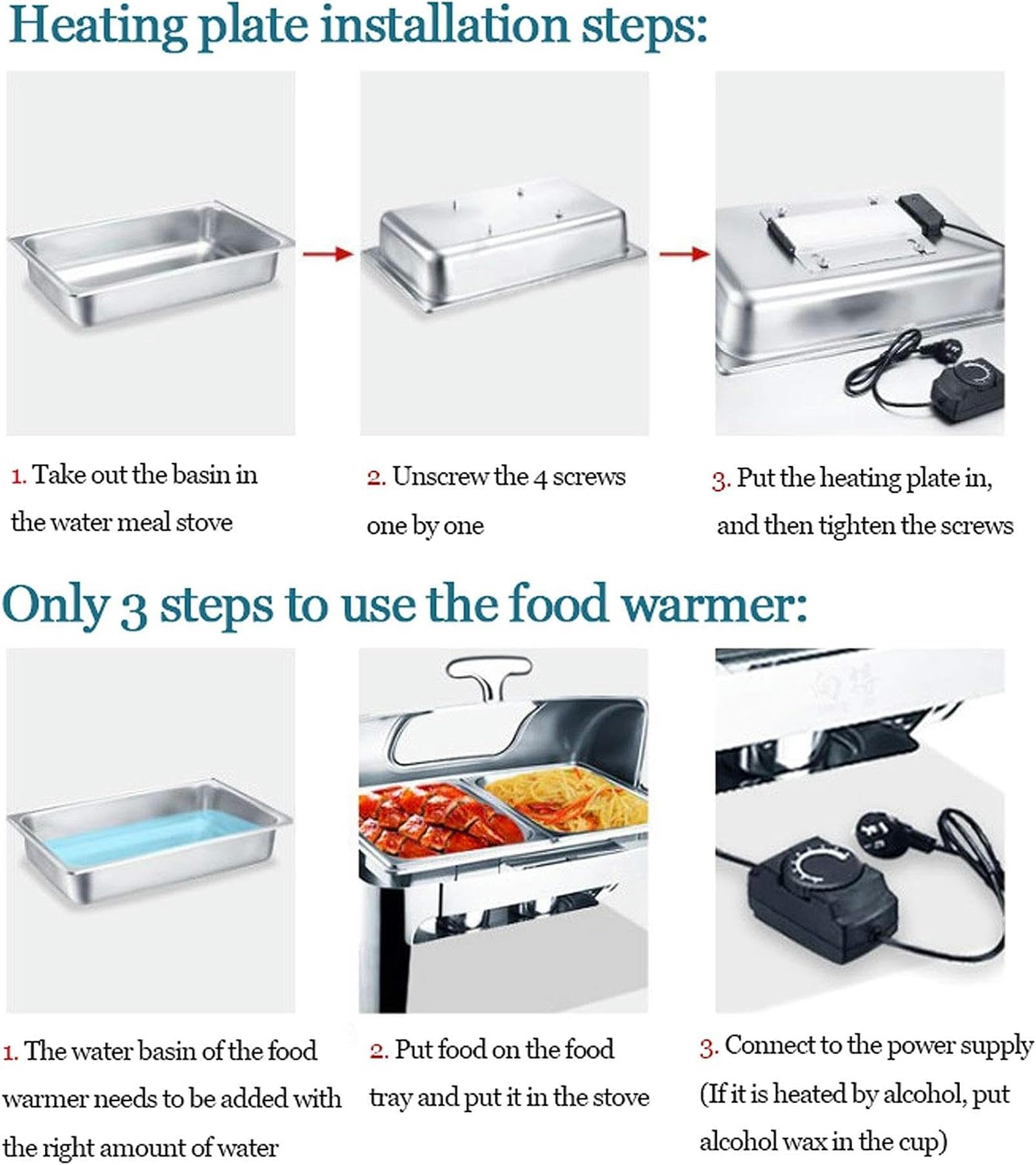 Scaldavivande Elettrico Acciaio Inox, Chafing Dish, 13L Contenitore Termico Scalda Cibo Scalda Vivande con Coperchio a Vista, Mere Il Cibo Fresco e Delizioso, 400W